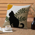 Boho Black Pillow Cover — 18" — Sunlit Cat