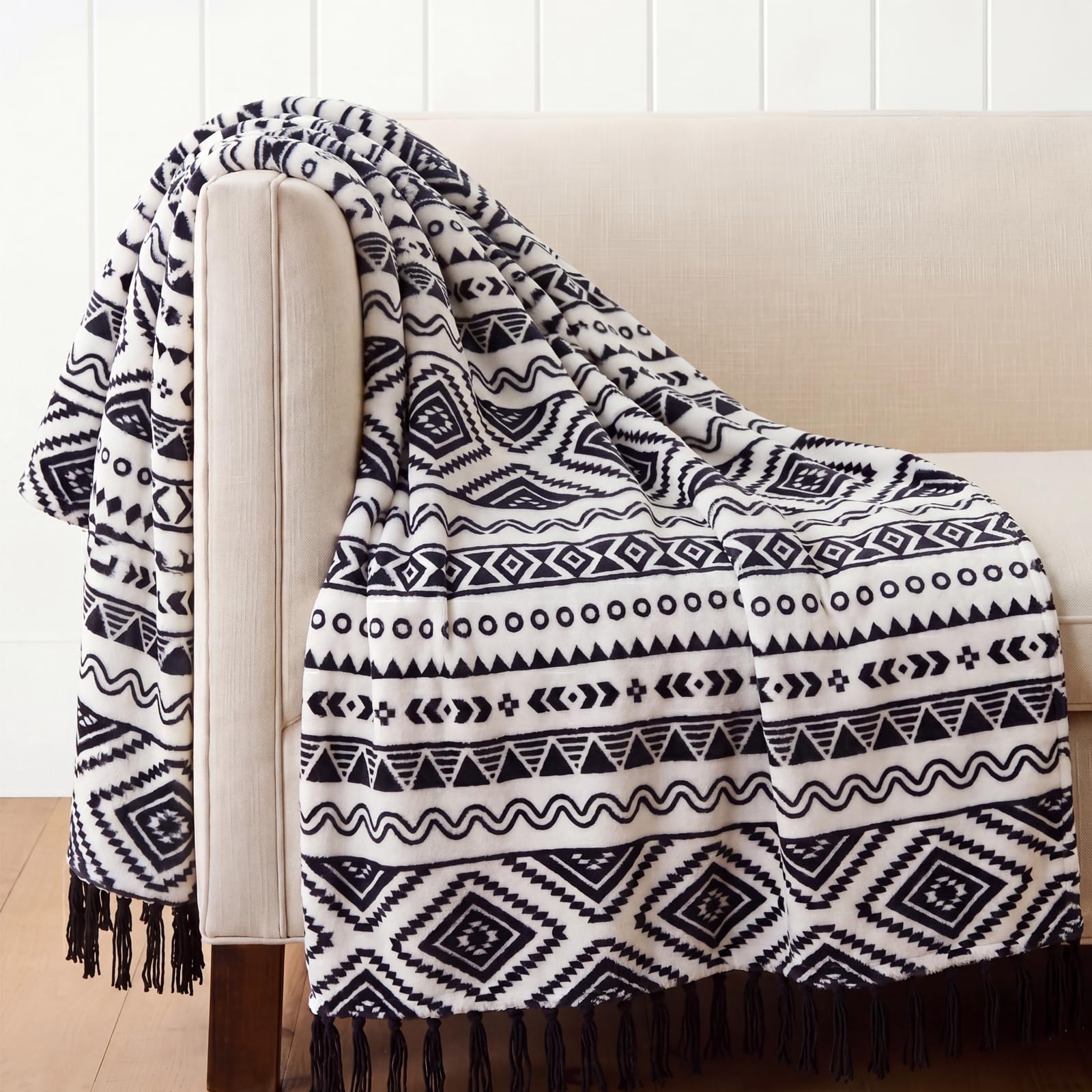 Vintage Boho Beige Throw Pillow — 60"
