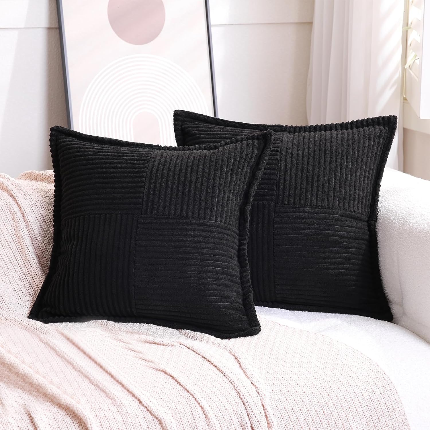 Boho Beige Throw Pillow Cover — 18" — 22" x 22" (Pack of 2)