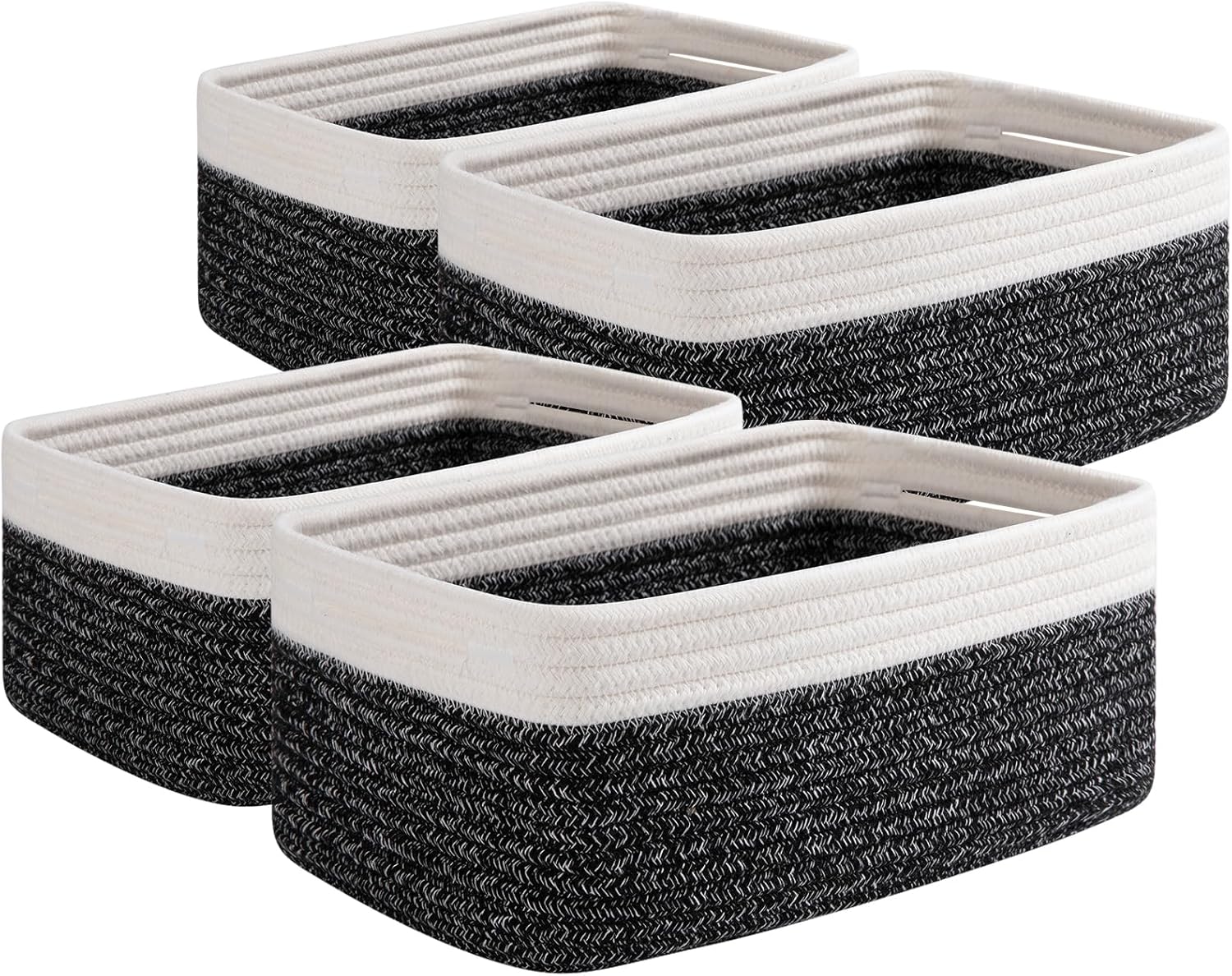 Black Storage Bin — 11.8" — Black/White
