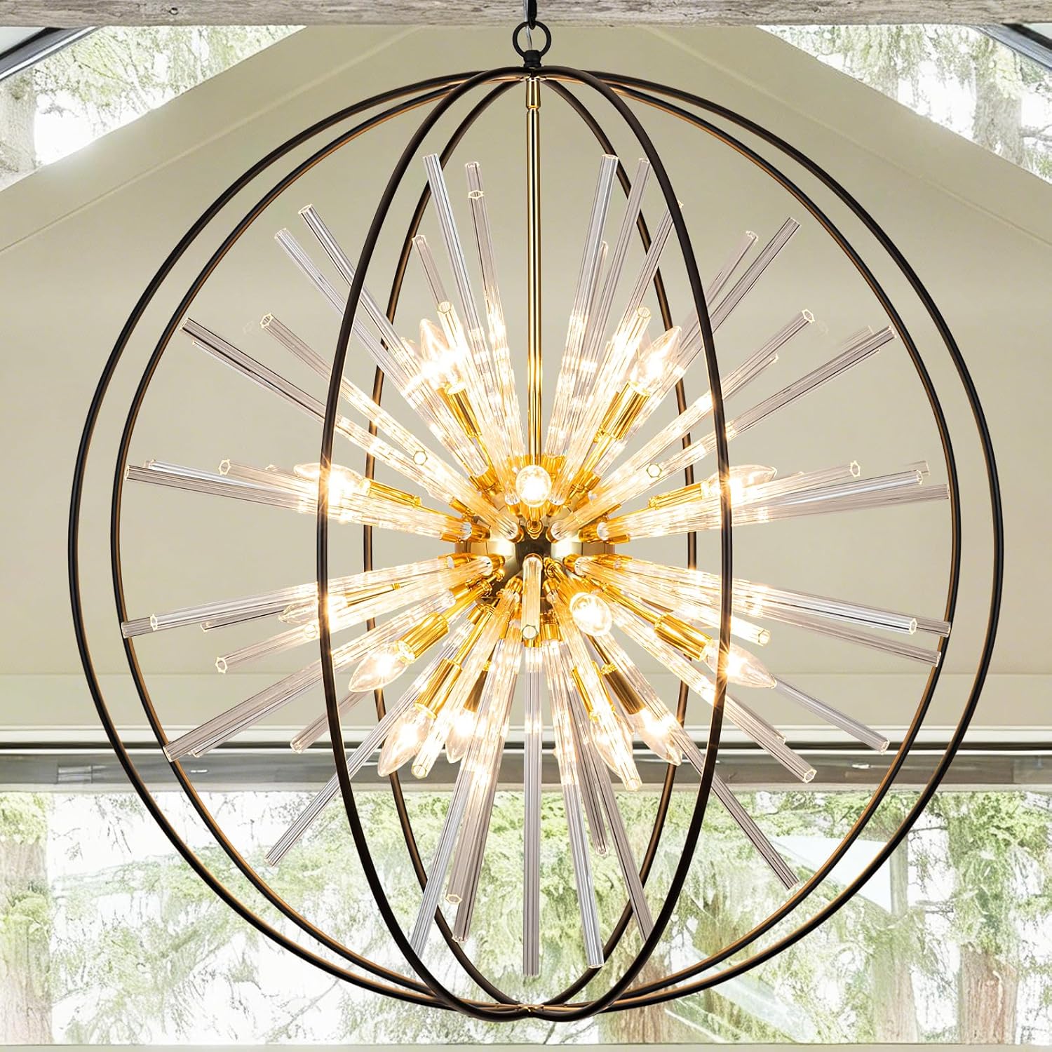 Luxe Black Chandelier — 12-Light — Globe D35"