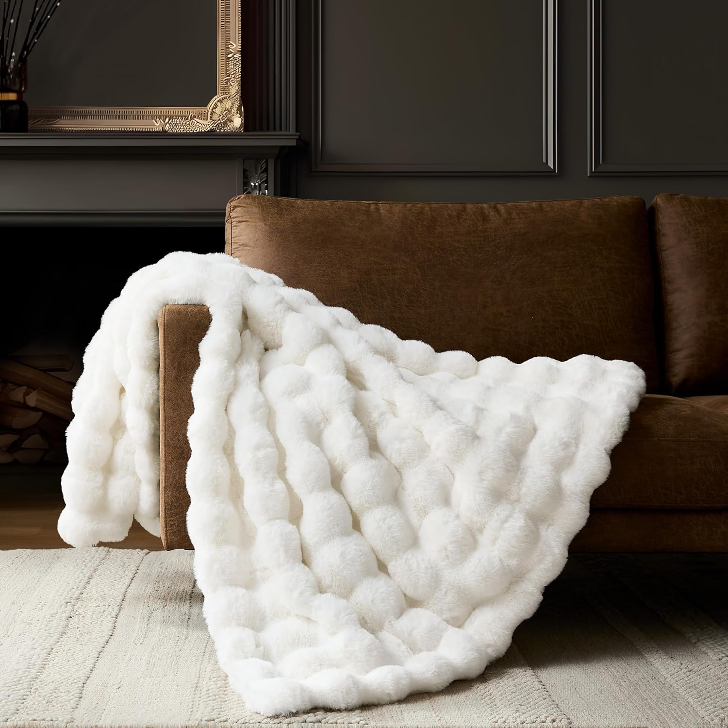 Luxe Beige Throw Pillow — 50" — Solid - Ivory