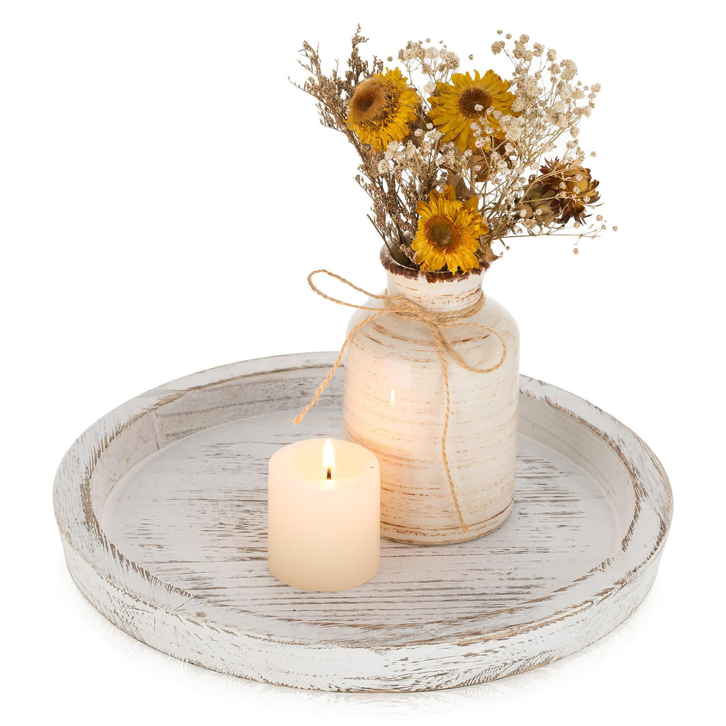 Round Farmhouse Brown Pillar Candle