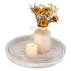Round Farmhouse Brown Pillar Candle