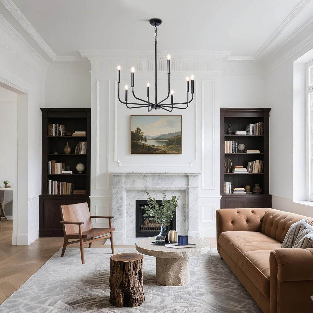 Farmhouse Black Chandelier — 8-Light - View 4