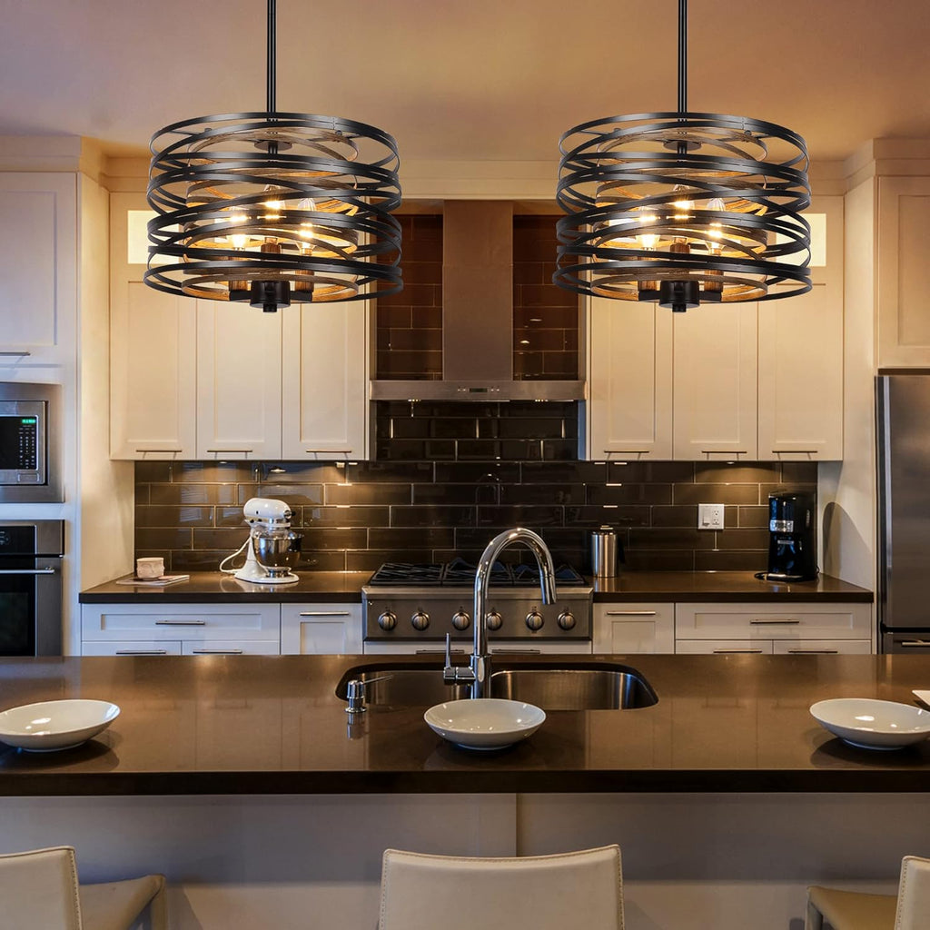 Farmhouse Black Chandelier — 3-Light - View 3