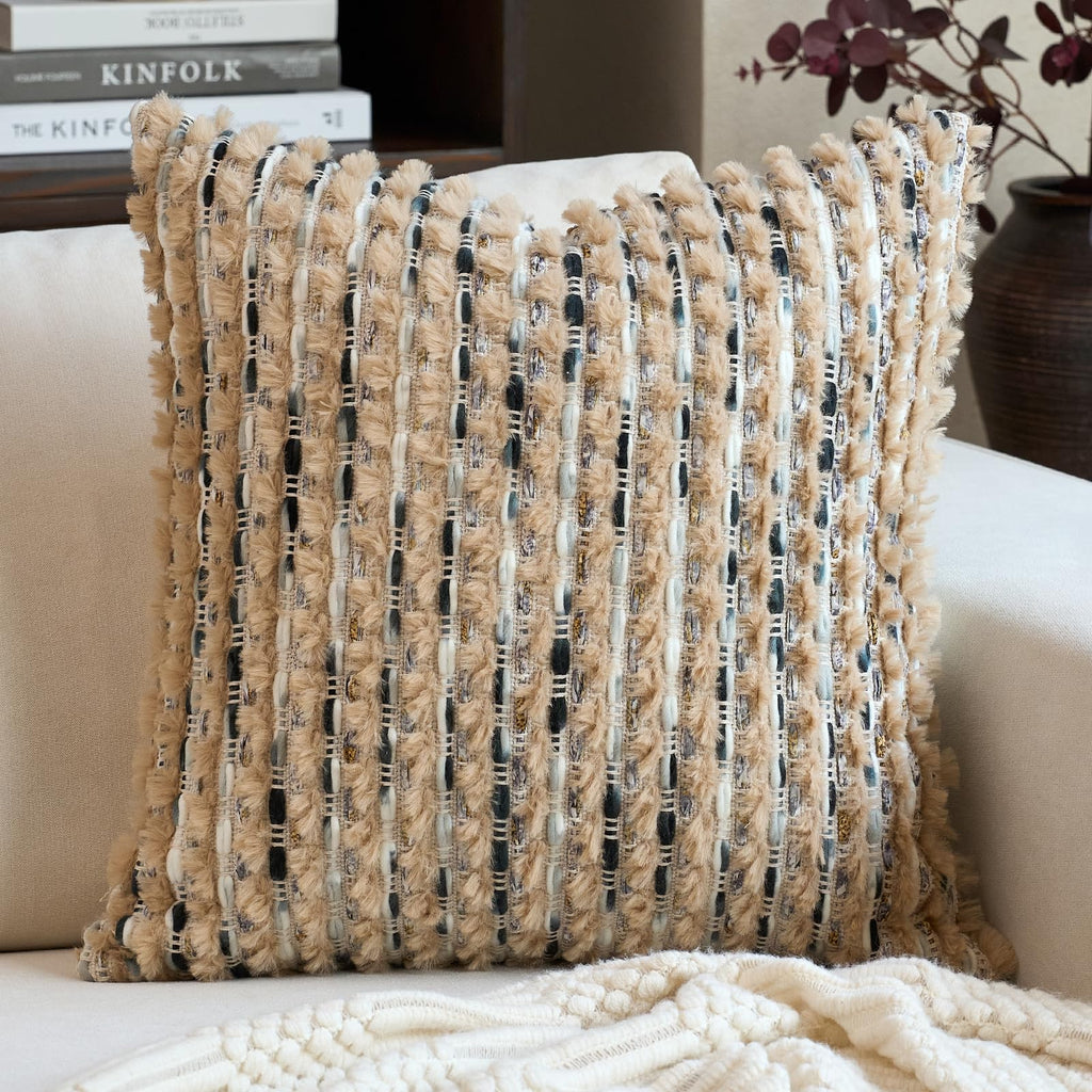 Tufted Boho Blue Throw Pillow Cover — 18"