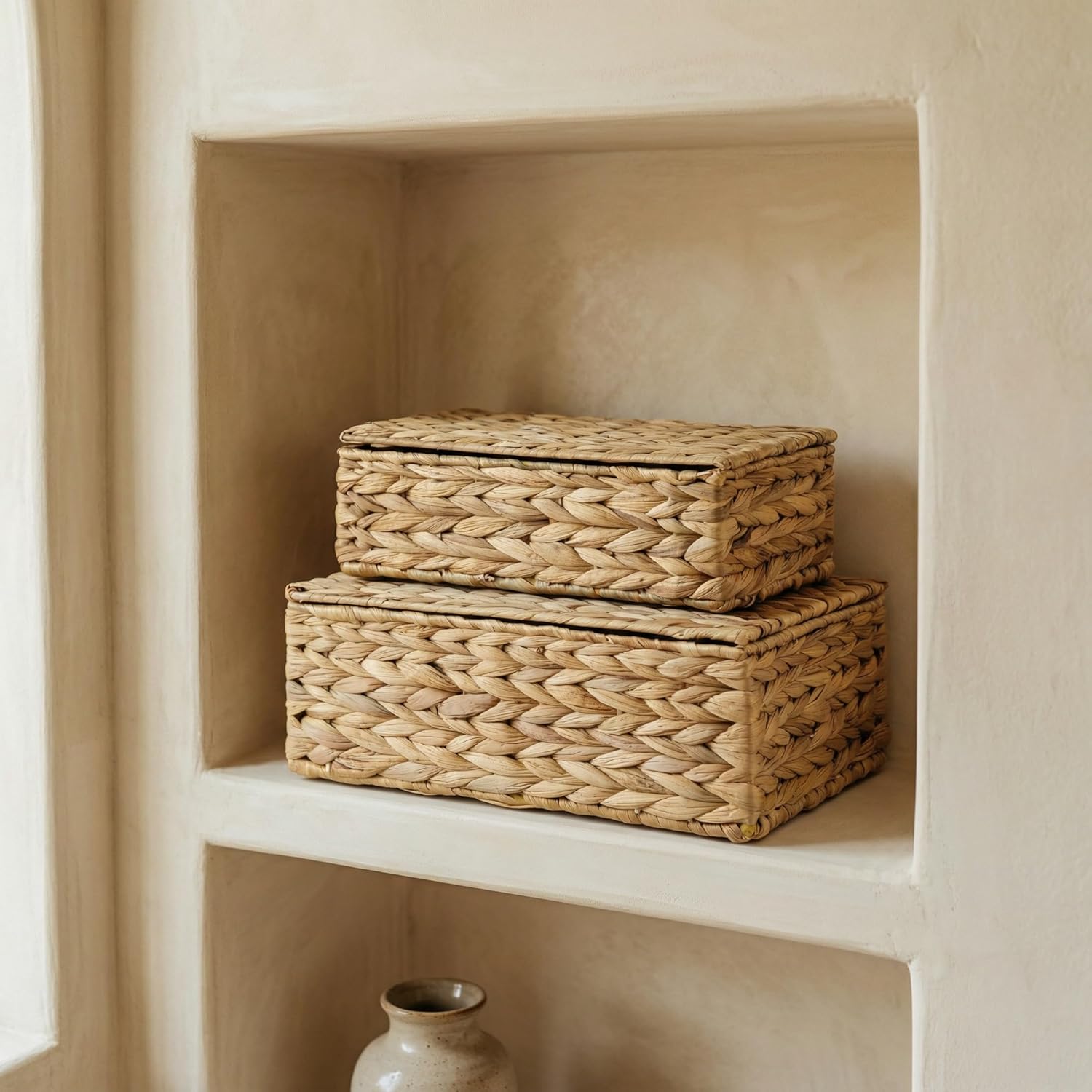 Boho Rattan Storage Basket — Set of 2 - View 4
