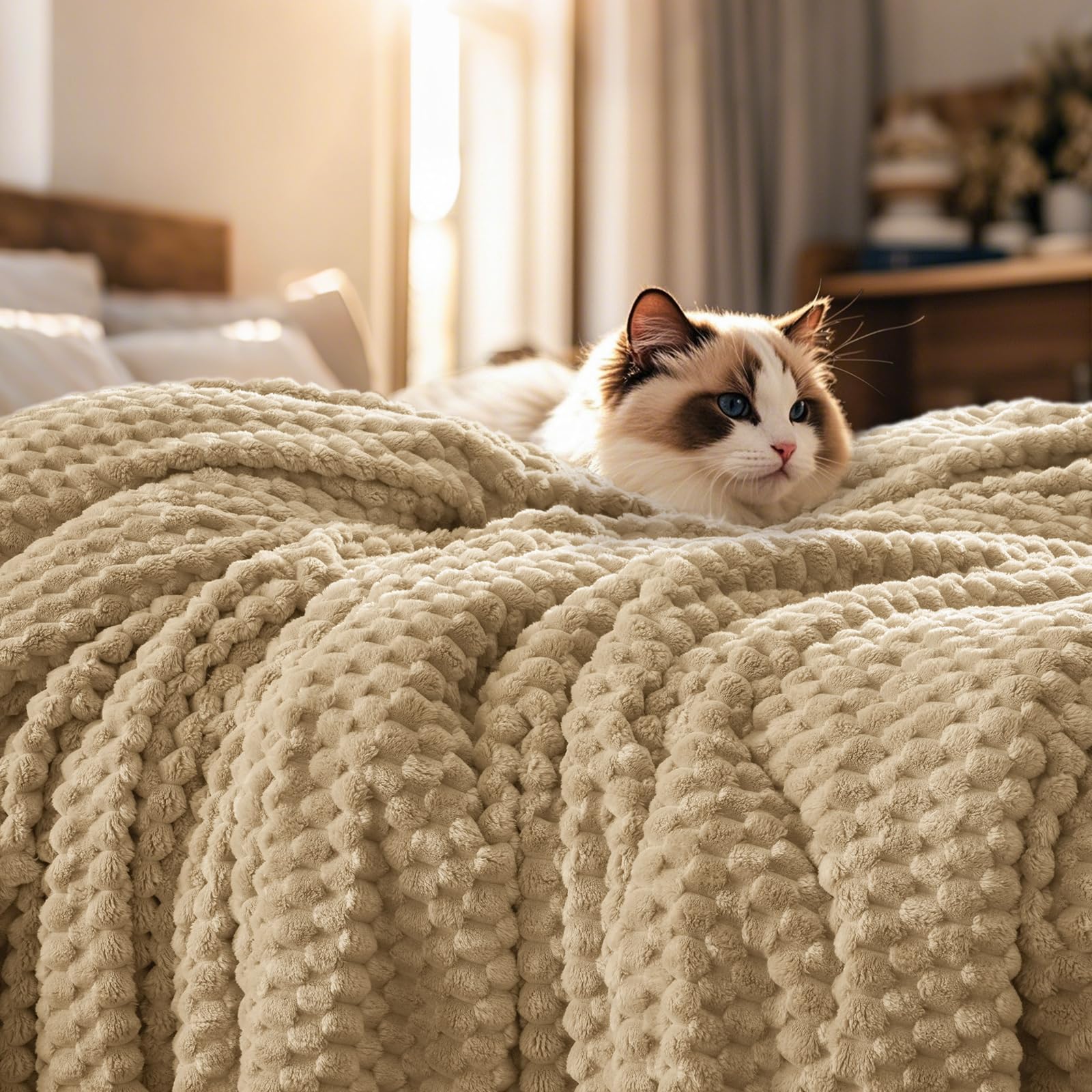 Luxe Beige Throw Pillow — 50"