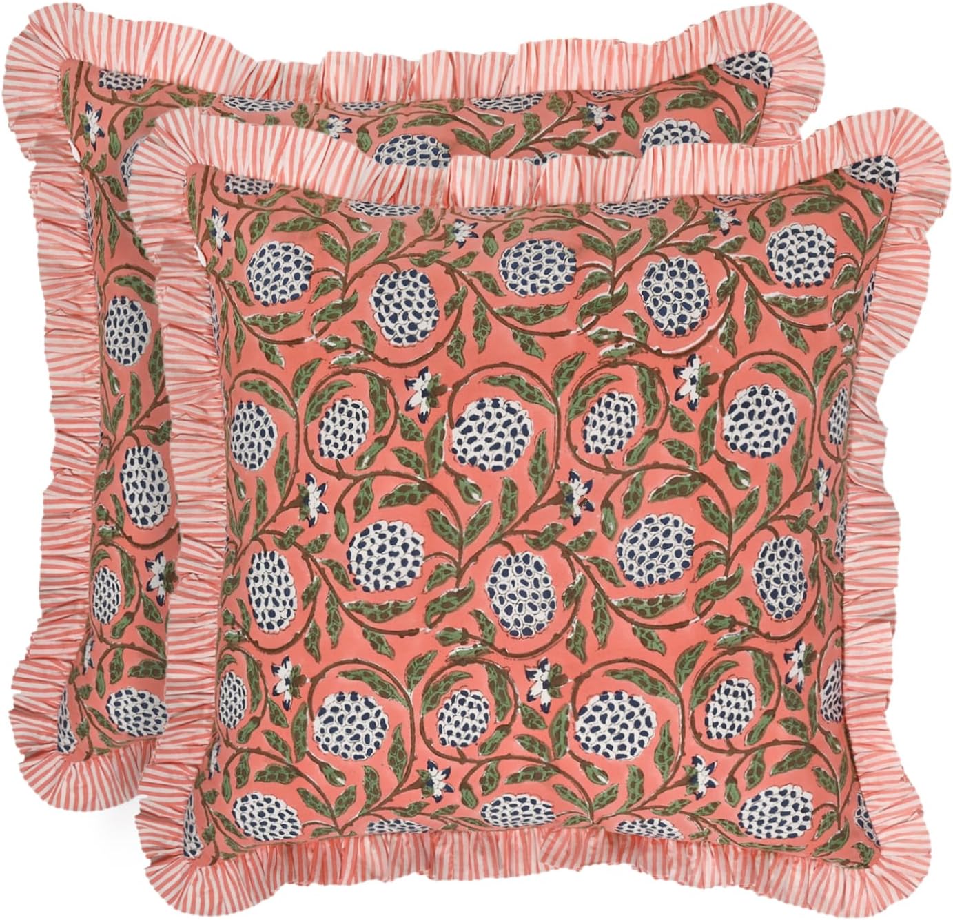 Blue Throw Pillow Cover — 18" — Dark Salmon Pink