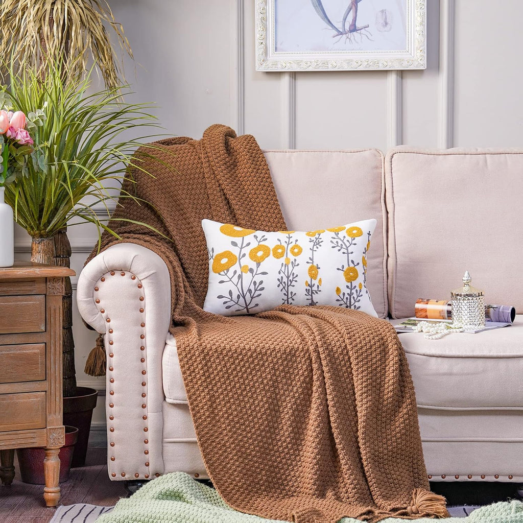 Rectangular Boho Yellow Pillow Cover — 20" - View 2
