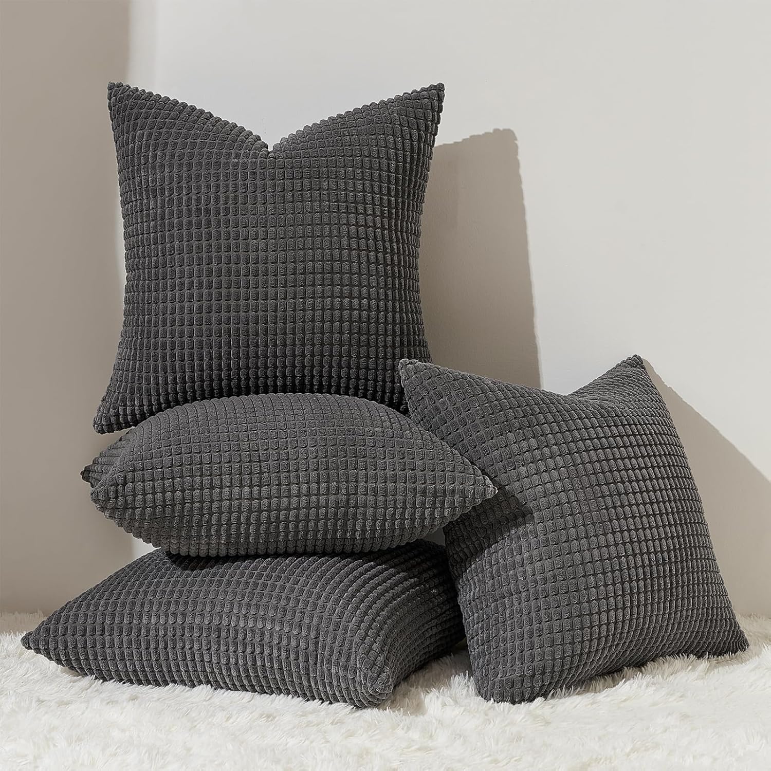 Boho Beige Throw Pillow Cover — 24" — Darkgrey
