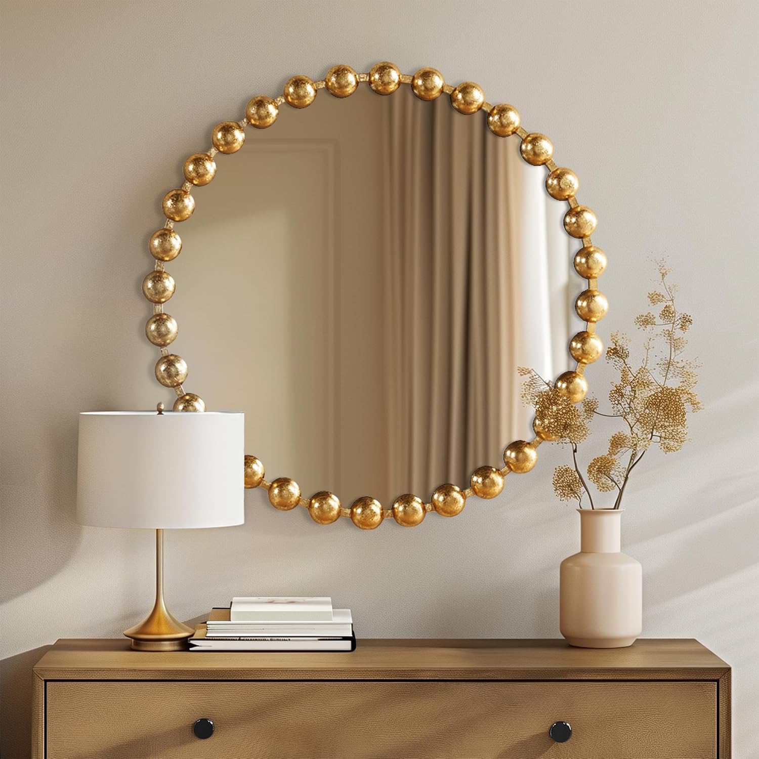 Luxe Black Round Mirror — 36" — 27"L x 27"W