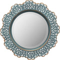 Round Farmhouse Blue Wall Mirror — 12.5" — Turquoise