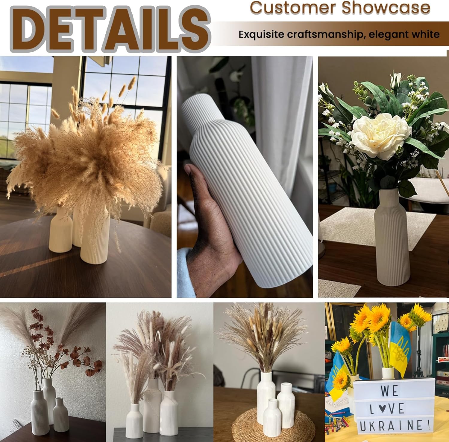 Modern Beige Flower Vase — Set of 3 - View 9