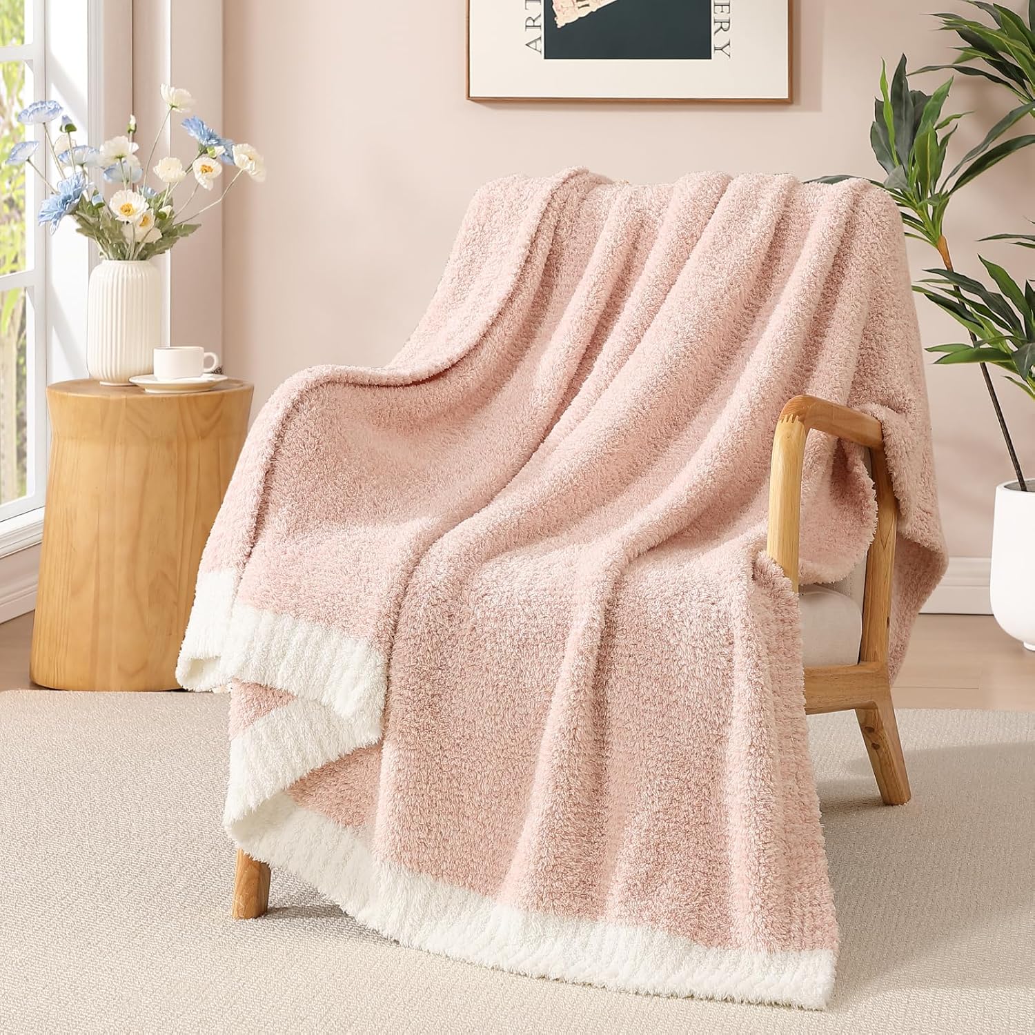 Beige Throw Pillow — 50" — Aesthetic Pink