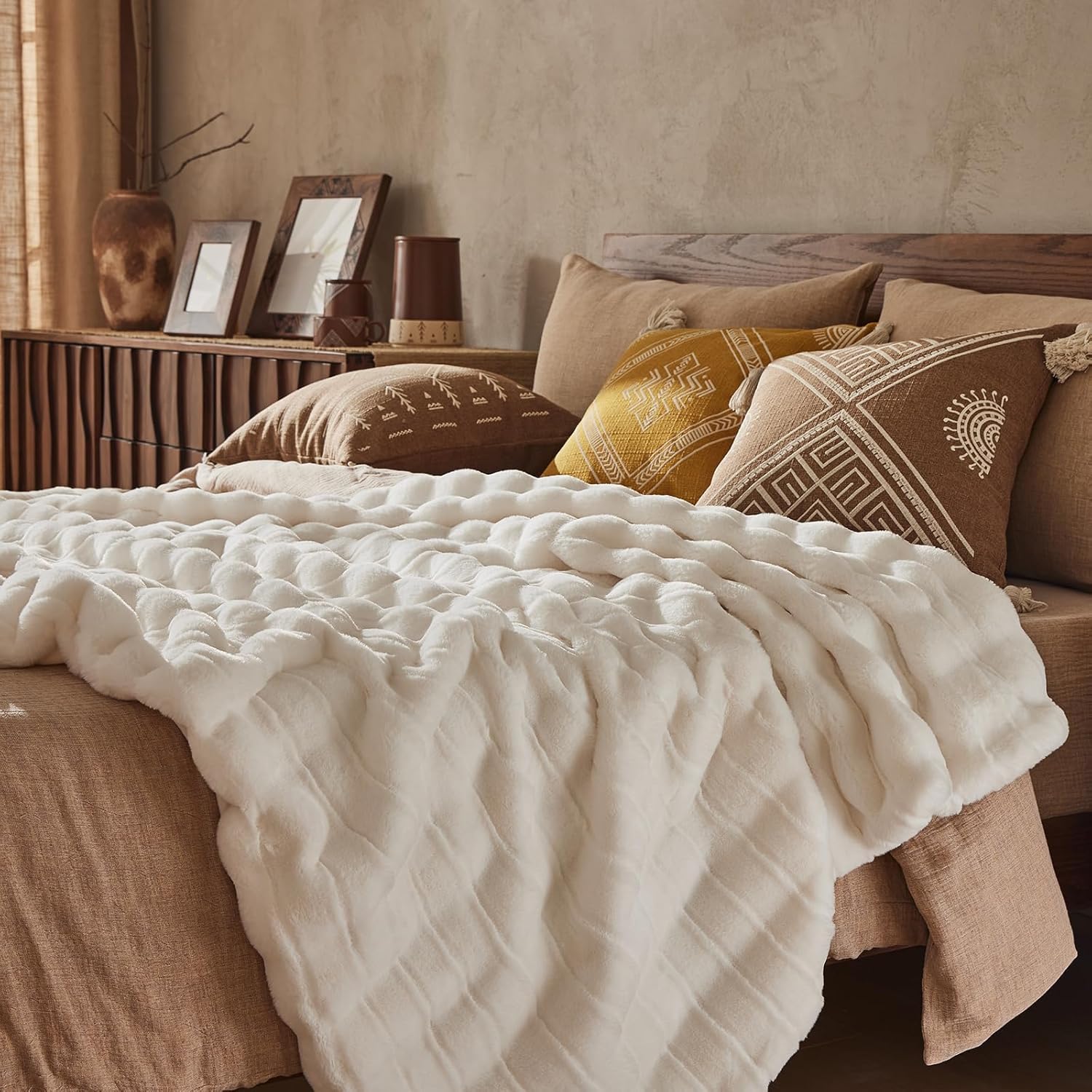 Luxe Beige Throw Pillow — 50x60 - View 4