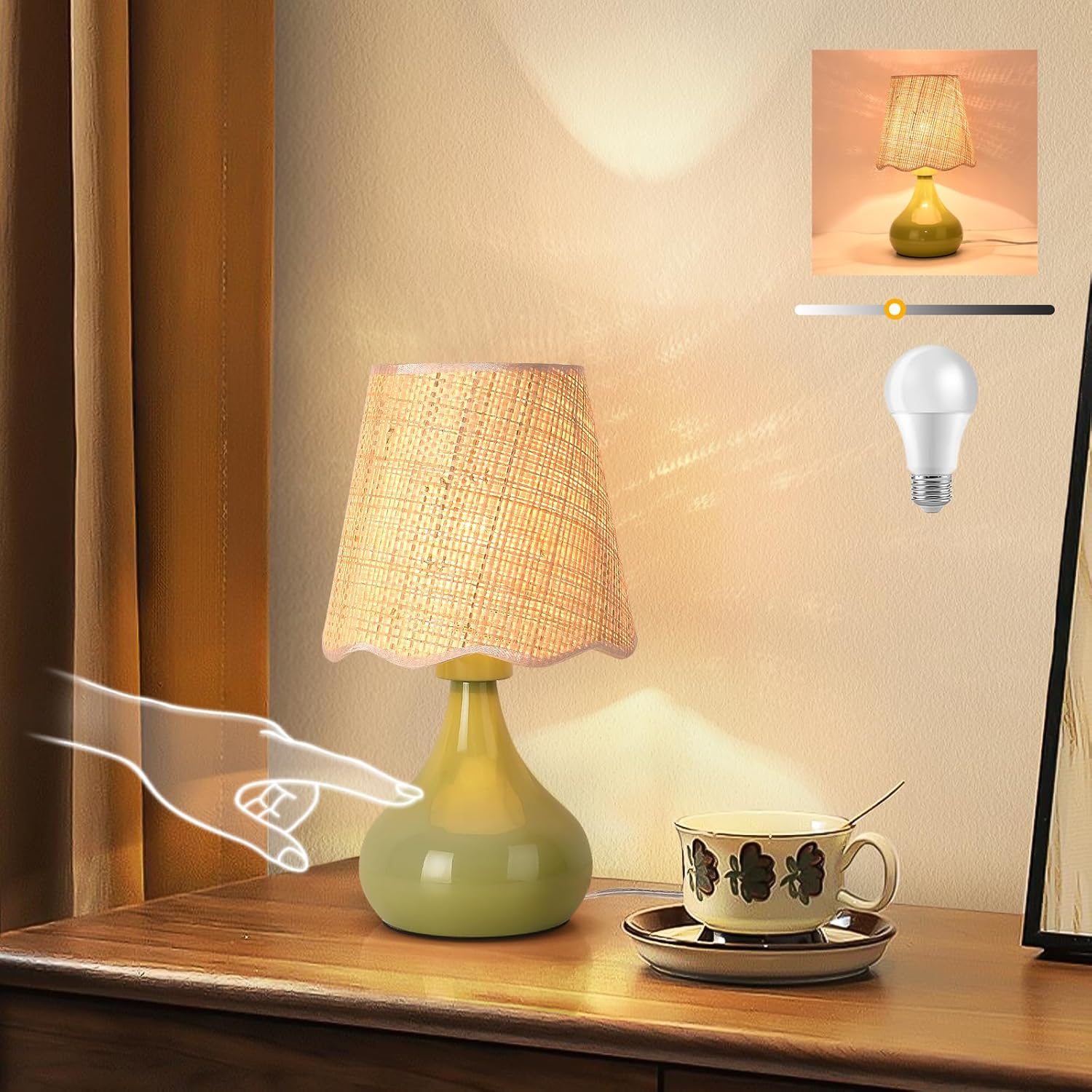 Boho Beige Table Lamp — Green