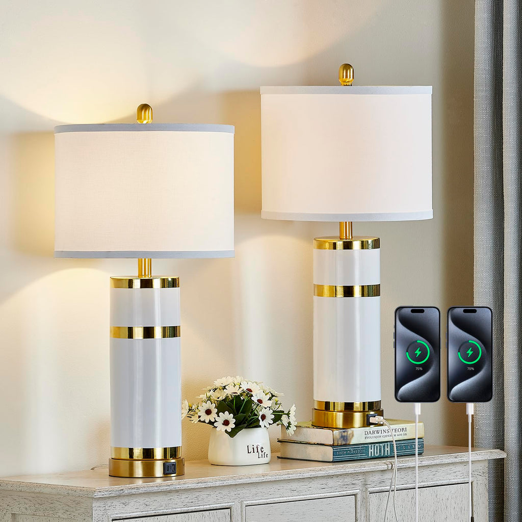 USB Luxe Blue Bedside Lamp — 28"