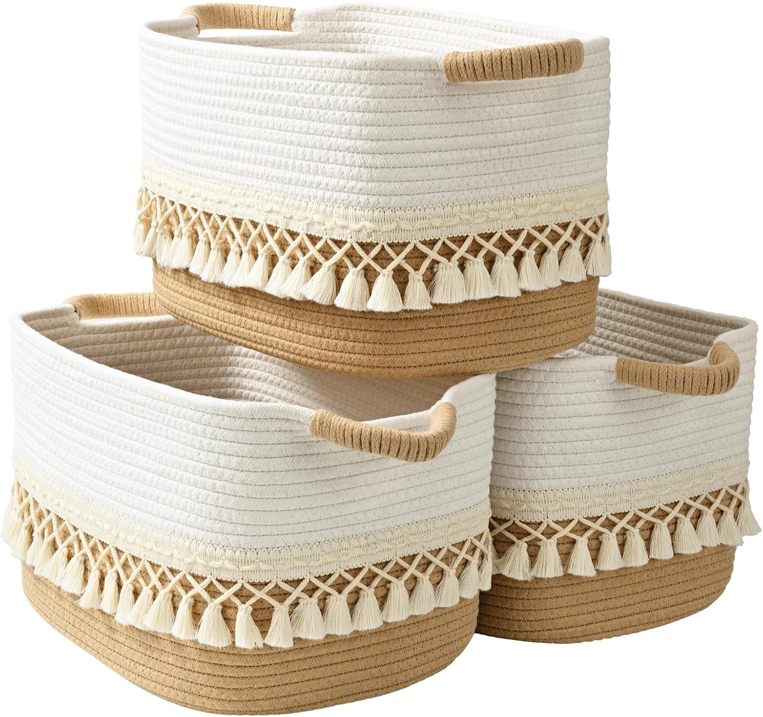 Boho Black Vase — White & Jute
