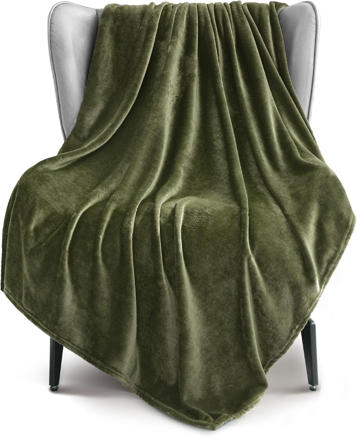 Black Throw Pillow — 50" — Olive Green