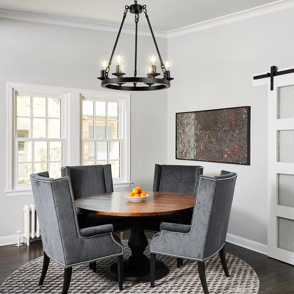 Adjustable Farmhouse Black Chandelier — 6-Light - View 7