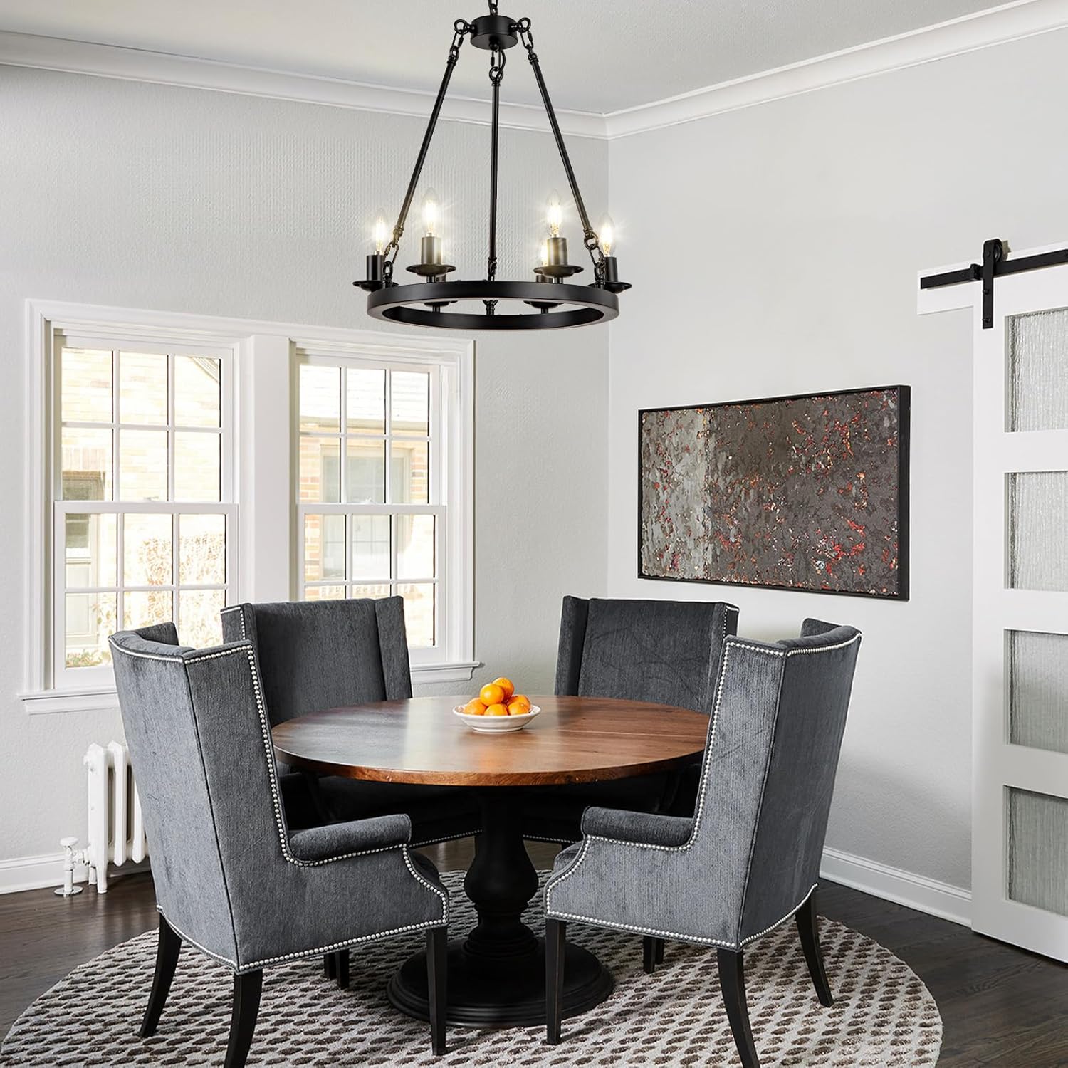 Adjustable Farmhouse Black Chandelier — 6-Light - View 7