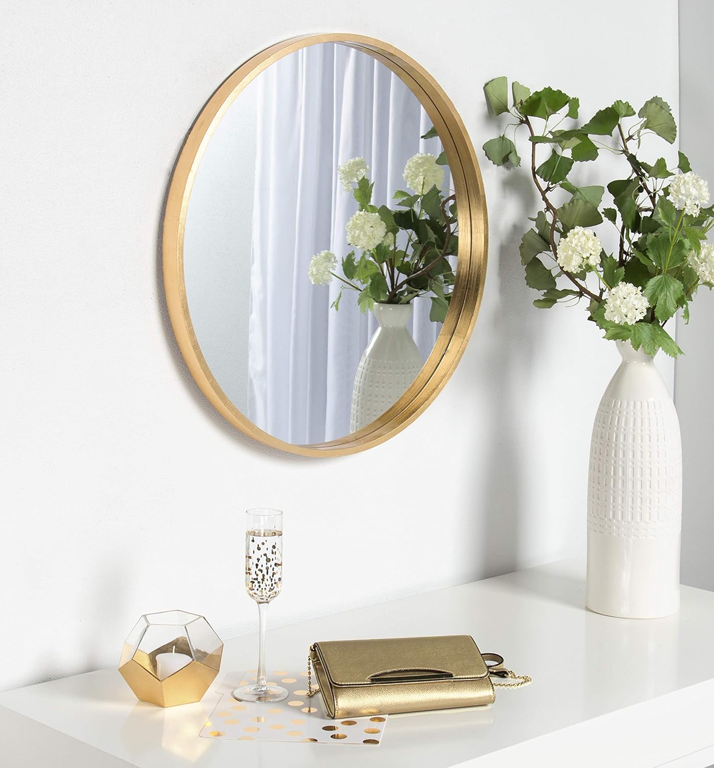 Round Luxe Wood Wall Mirror — 25.6" - View 4