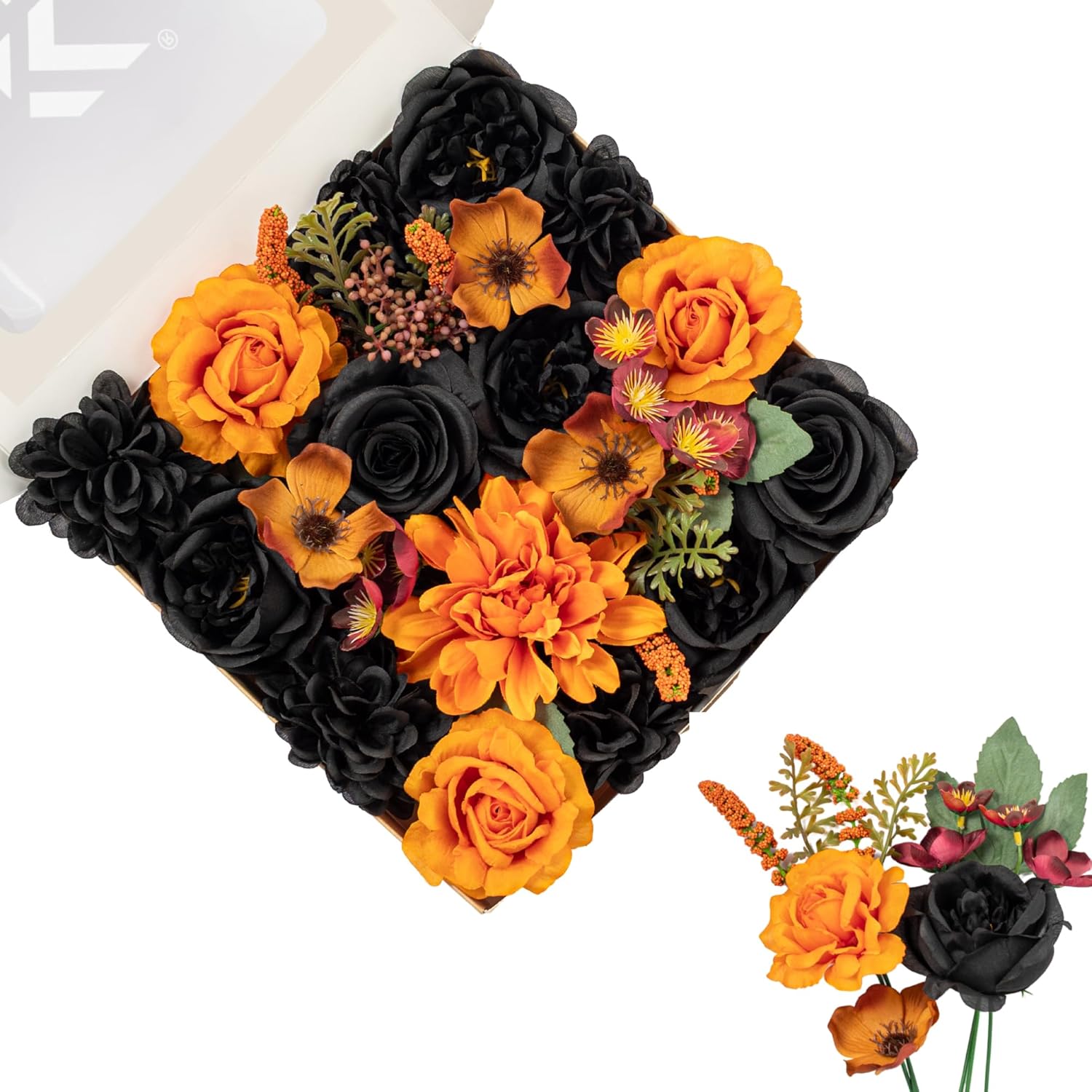 Beige Artificial Flowers — Retro Black Orange