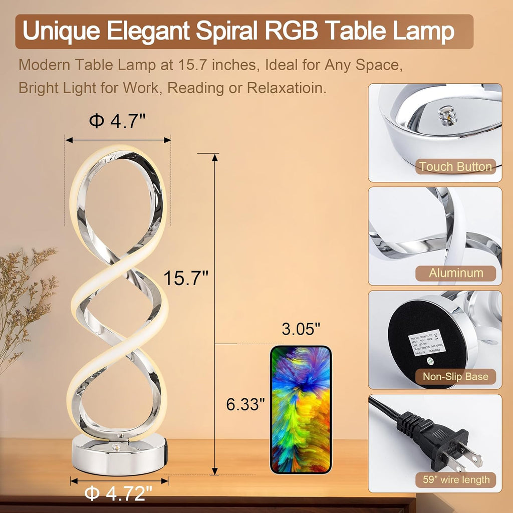 Dimmable Modern Black Bedside Lamp — 10-Light - View 8