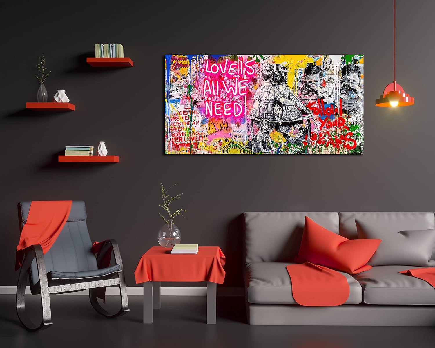 Black Canvas Wall Art — 59" - View 5