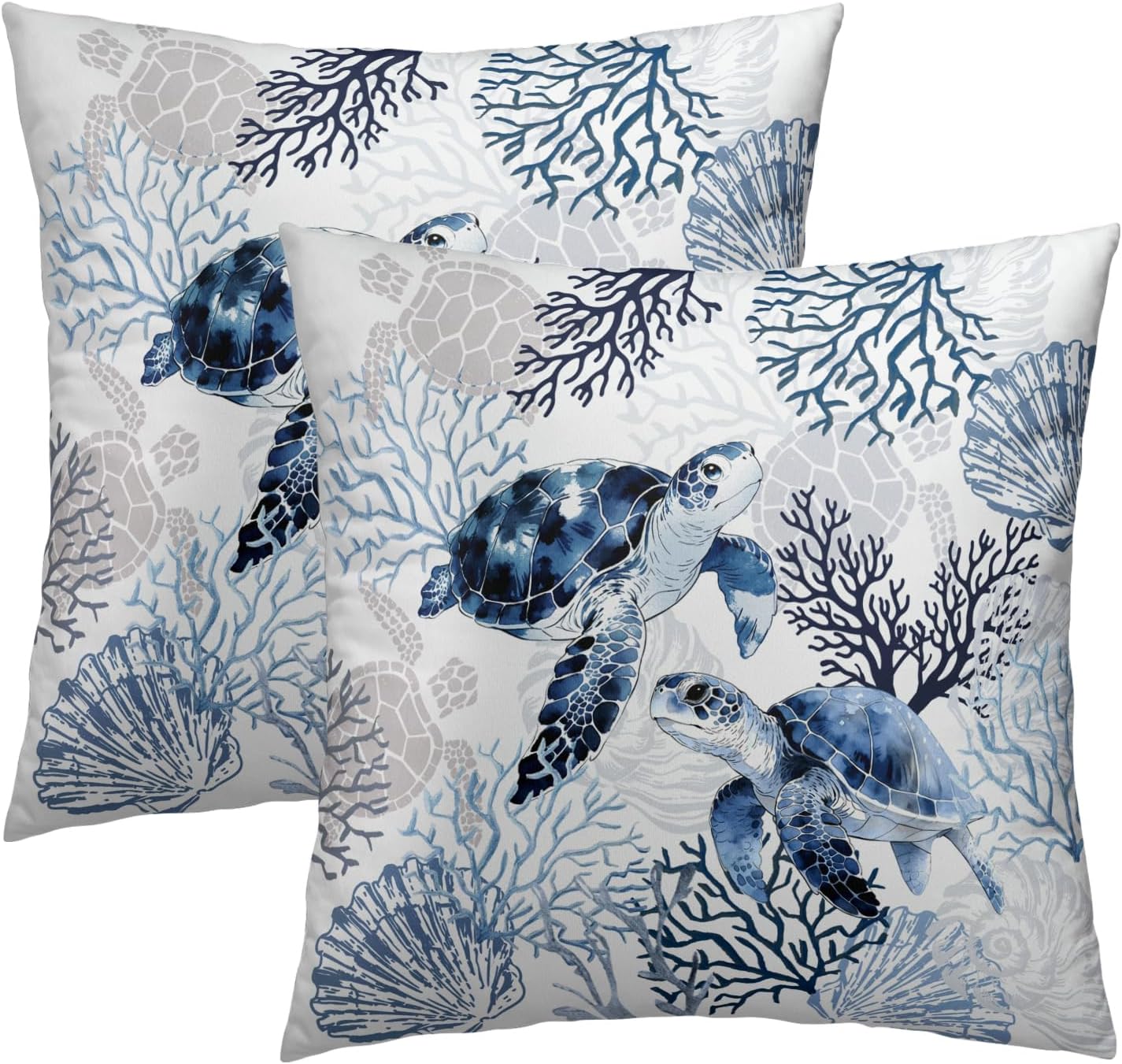 Boho Black Throw Pillow Cover — 18" — Blue Sea Turtle