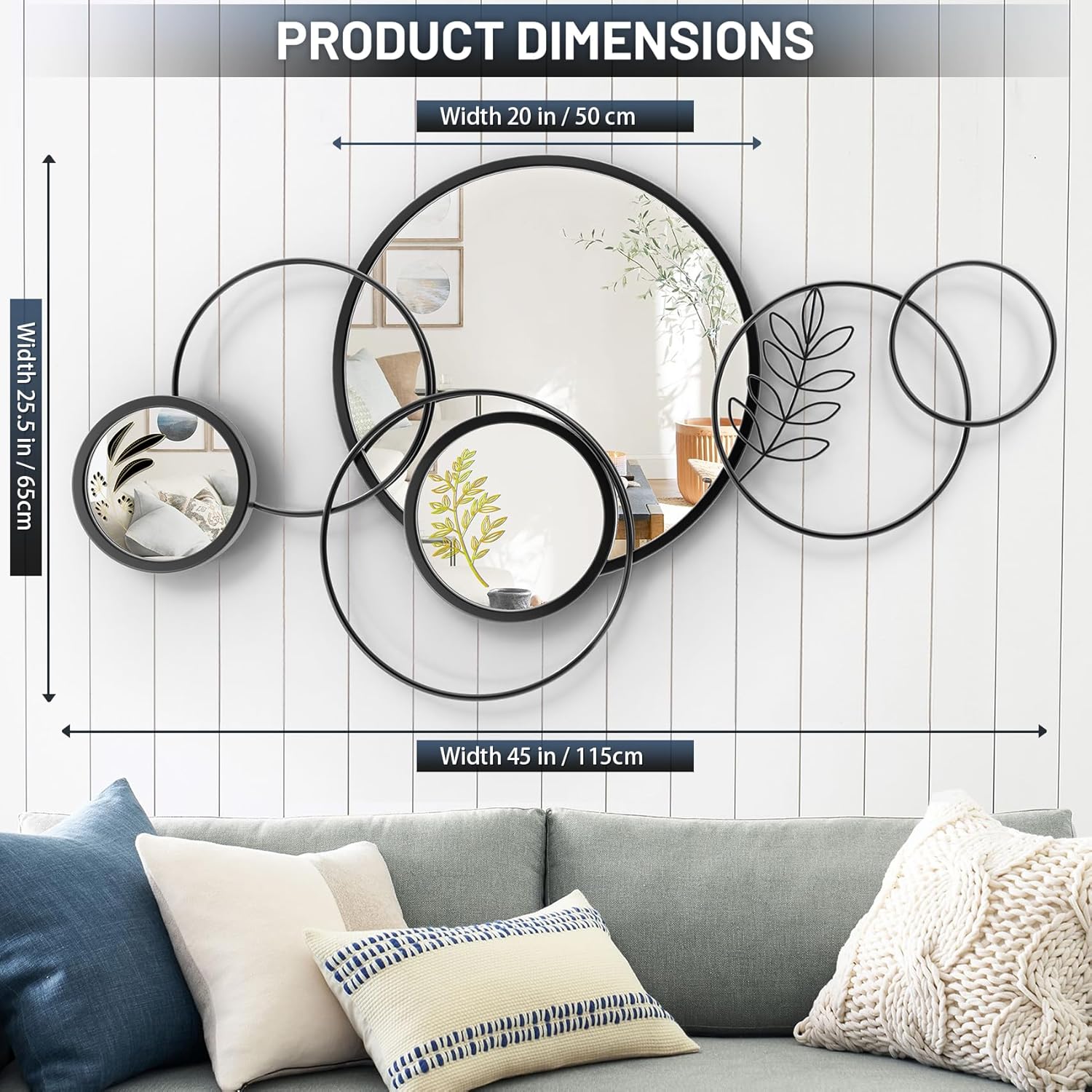 Round Metal Wall Mirror — 45" - View 2