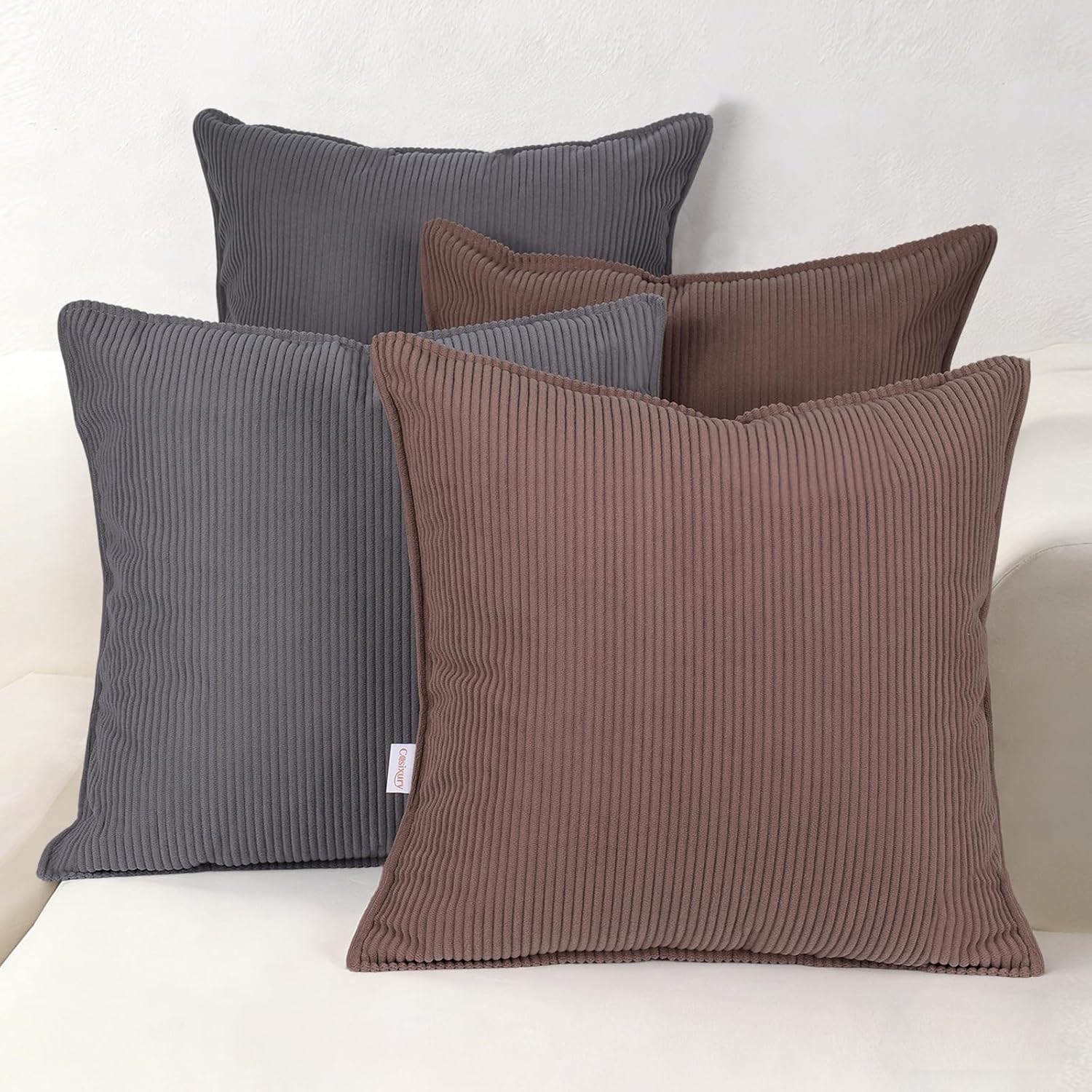 Boho Beige Throw Pillow Cover — 18" — Graybrown
