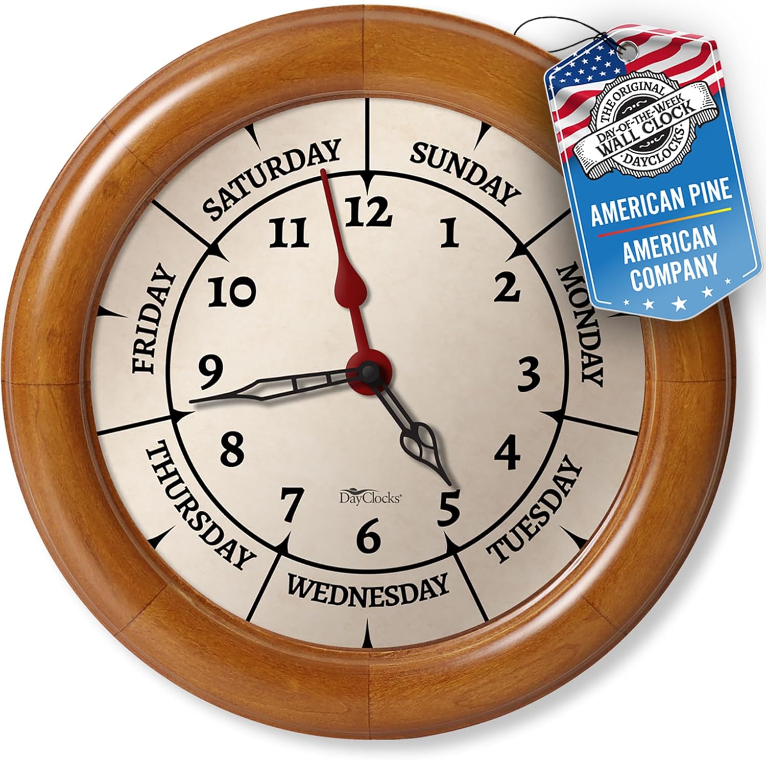 Black Wall Clock — Pine Wood