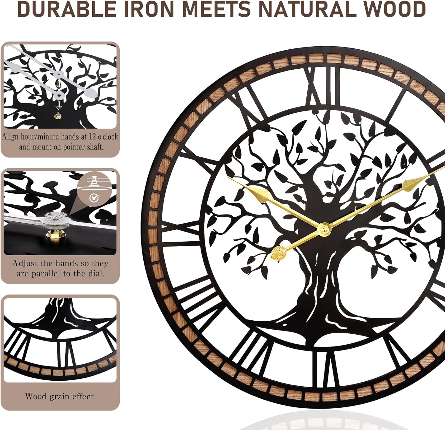 Battery Operated Black Wall Clock — 20" - View 3