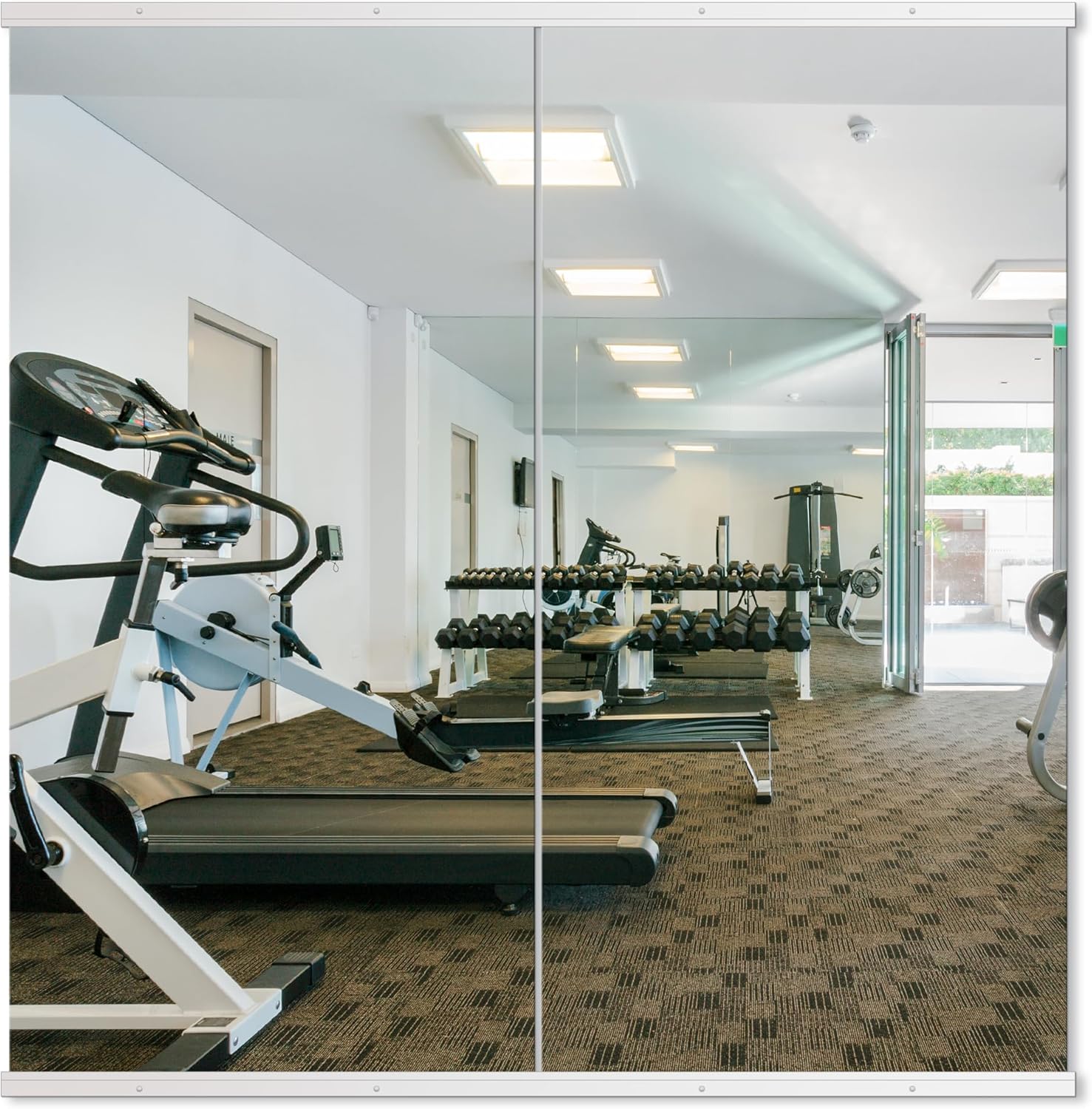 Black Wall Mirror — 50" — Gym White