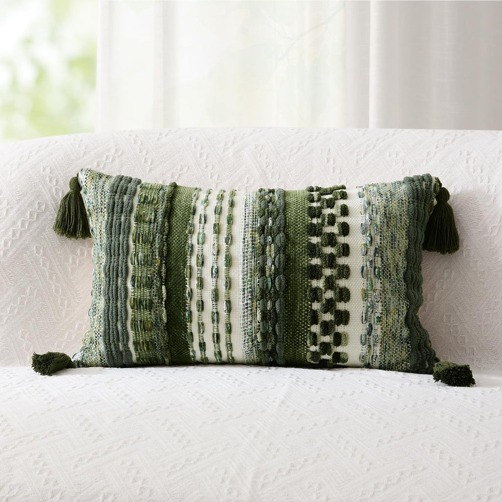 Tufted Boho Beige Throw Pillow Cover — 20" - View 5