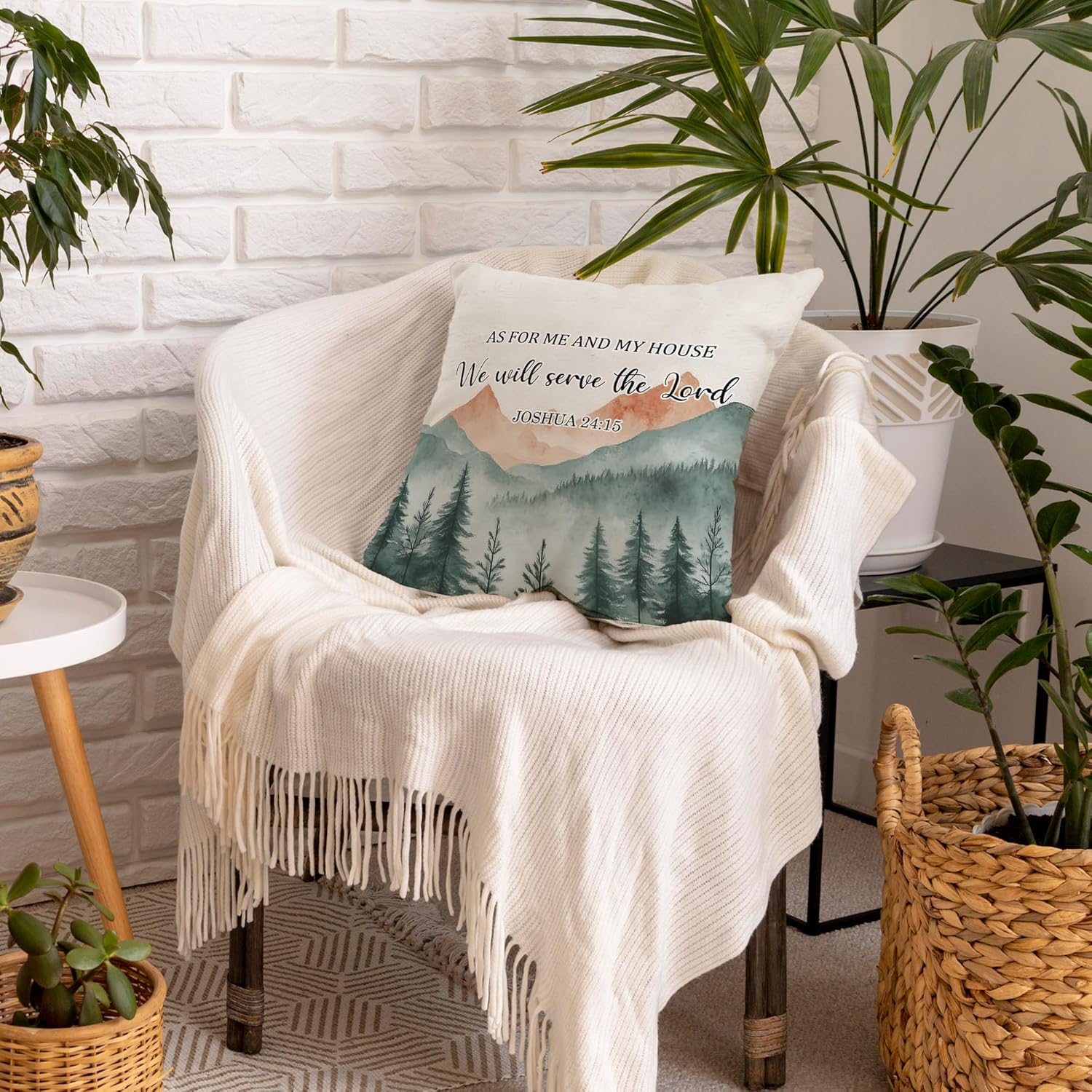 Boho Blue Throw Pillow Cover — 18x18 - View 4