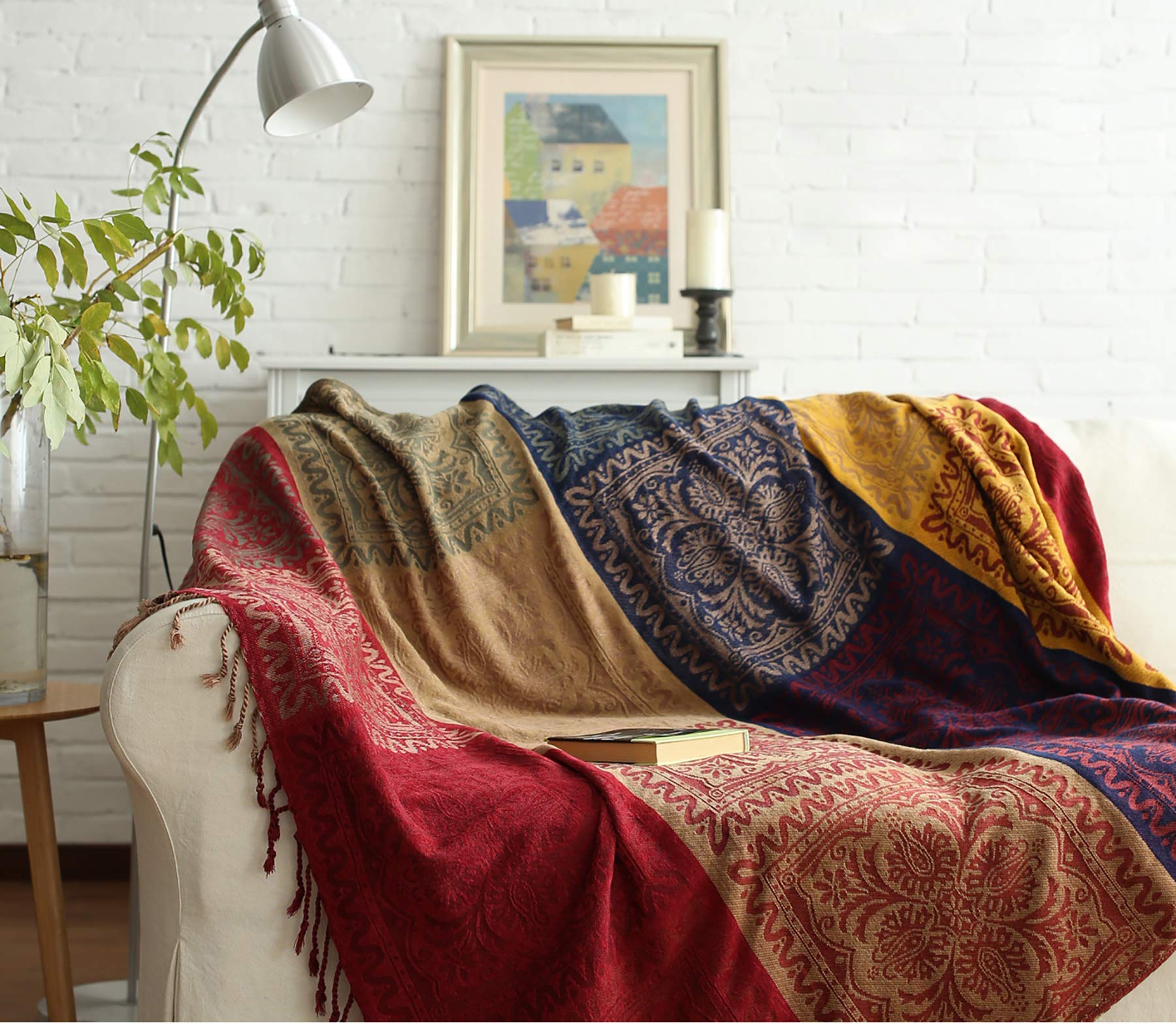 Chenille Boho Beige Throw Pillow