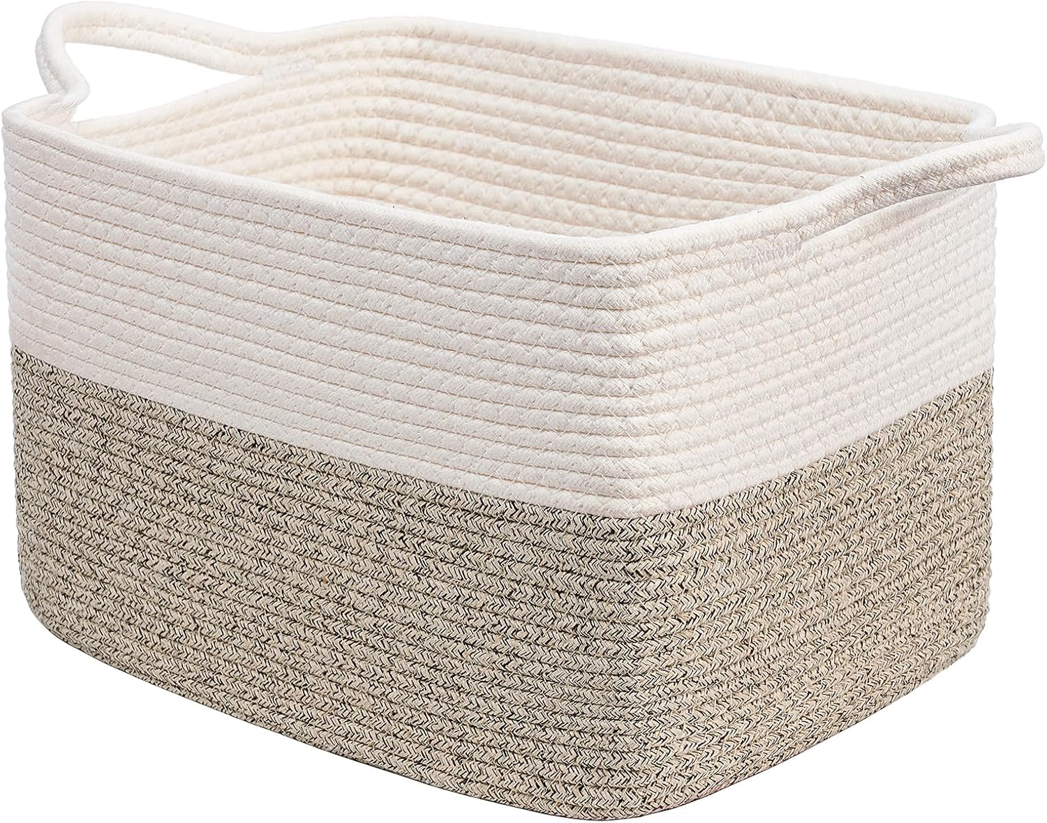 Boho Black Woven Basket — 13" — Light Brown