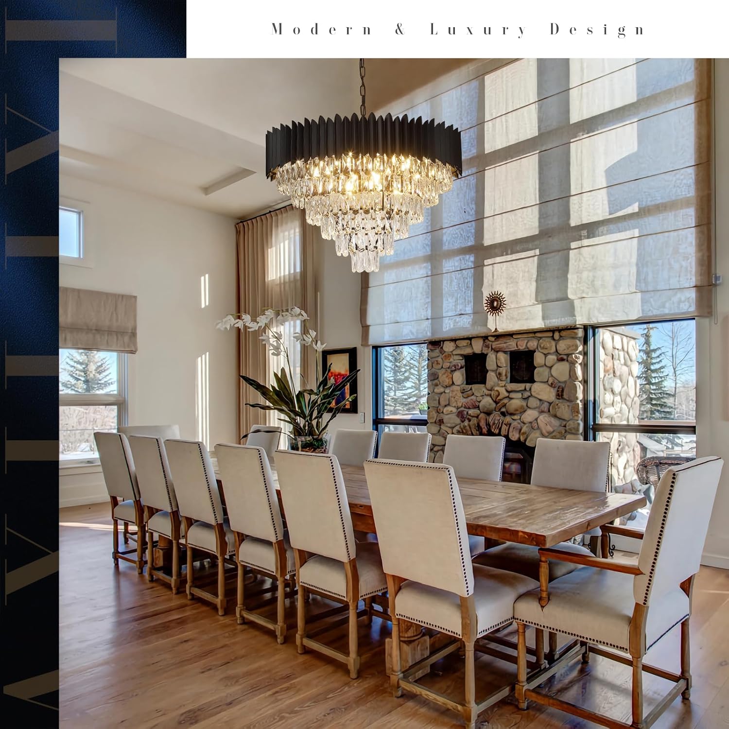Round Luxe Black Chandelier — 30" - View 6