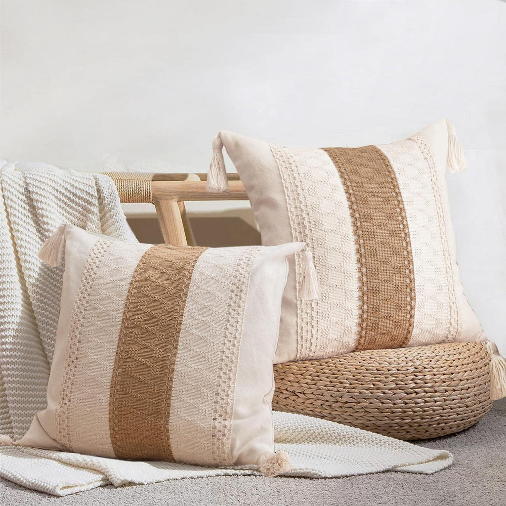 Boho Rattan Throw Pillow Cover — 18" - View 8