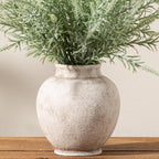 Farmhouse Brown Flower Vase — 11" — 6.7"h - Rustic White