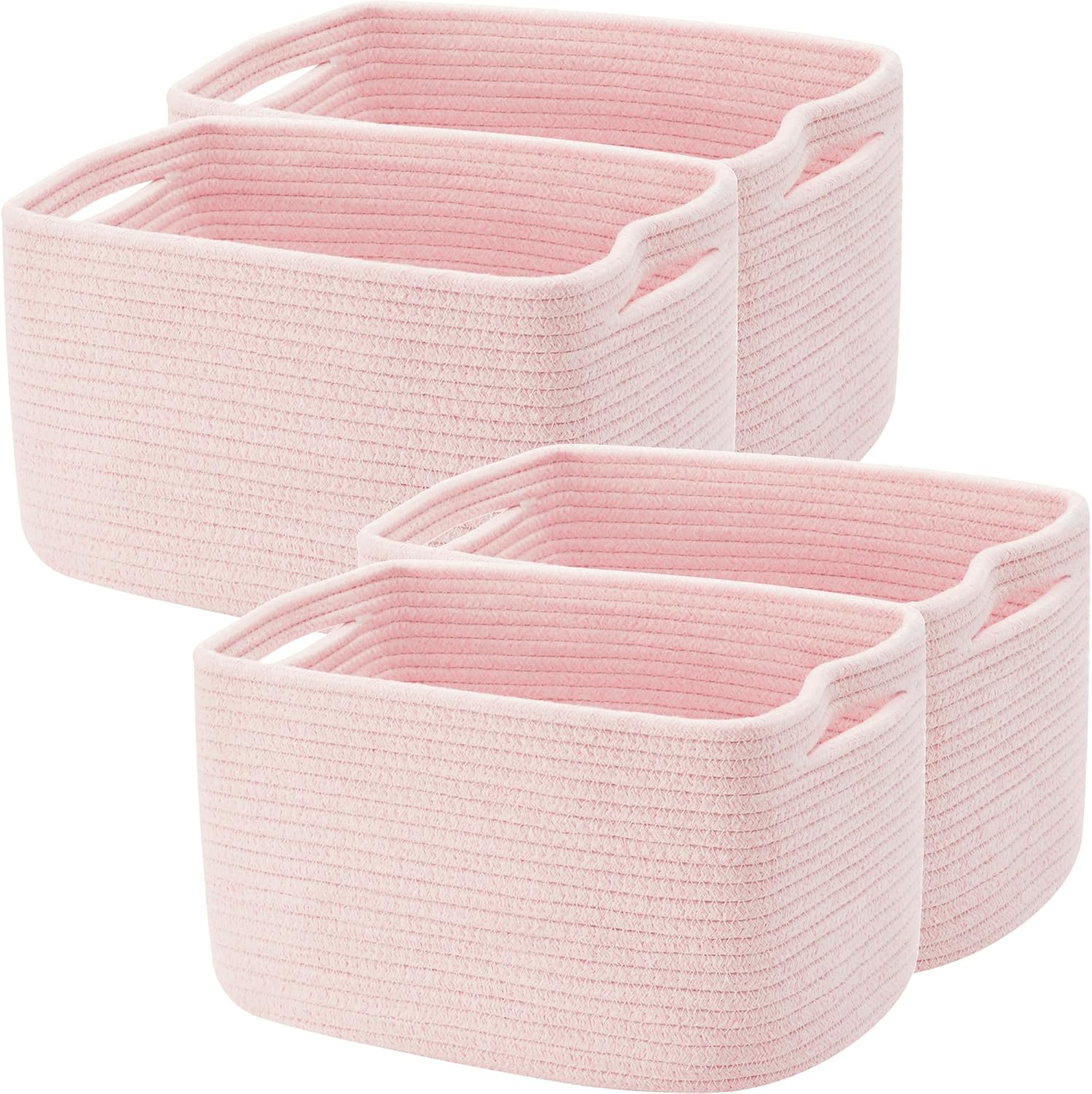 Boho Brown Storage Basket — Set of 4 — Pink