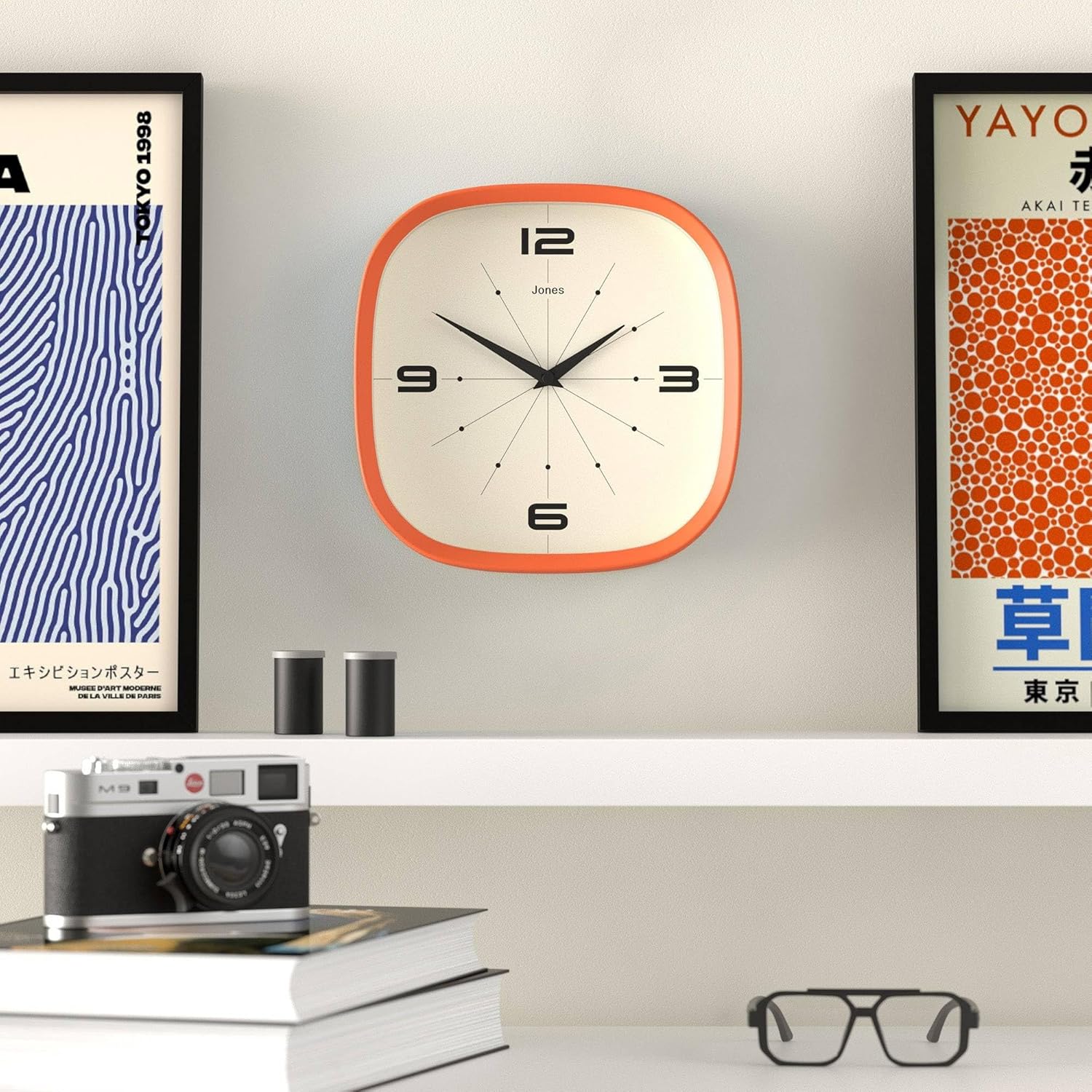 Mid-Century Black Wall Clock — 10" - View 3