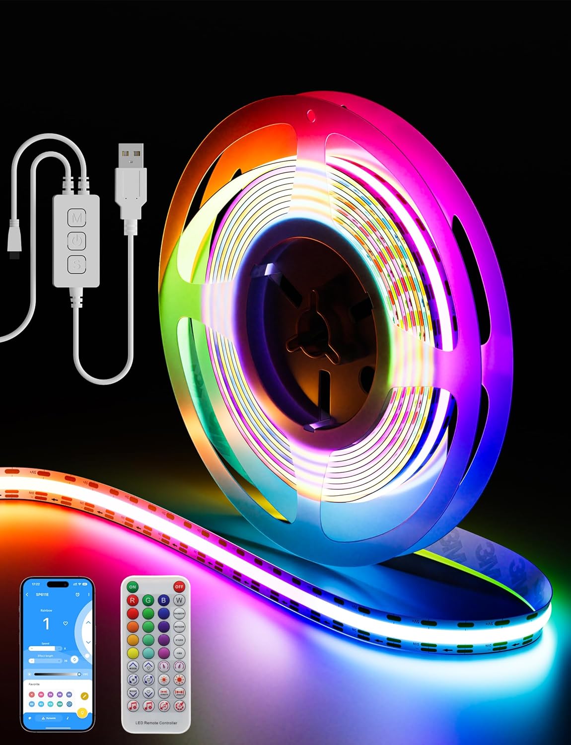 USB Metal LED Strip Light — 6.56 ft - USB Powered (APP Control)