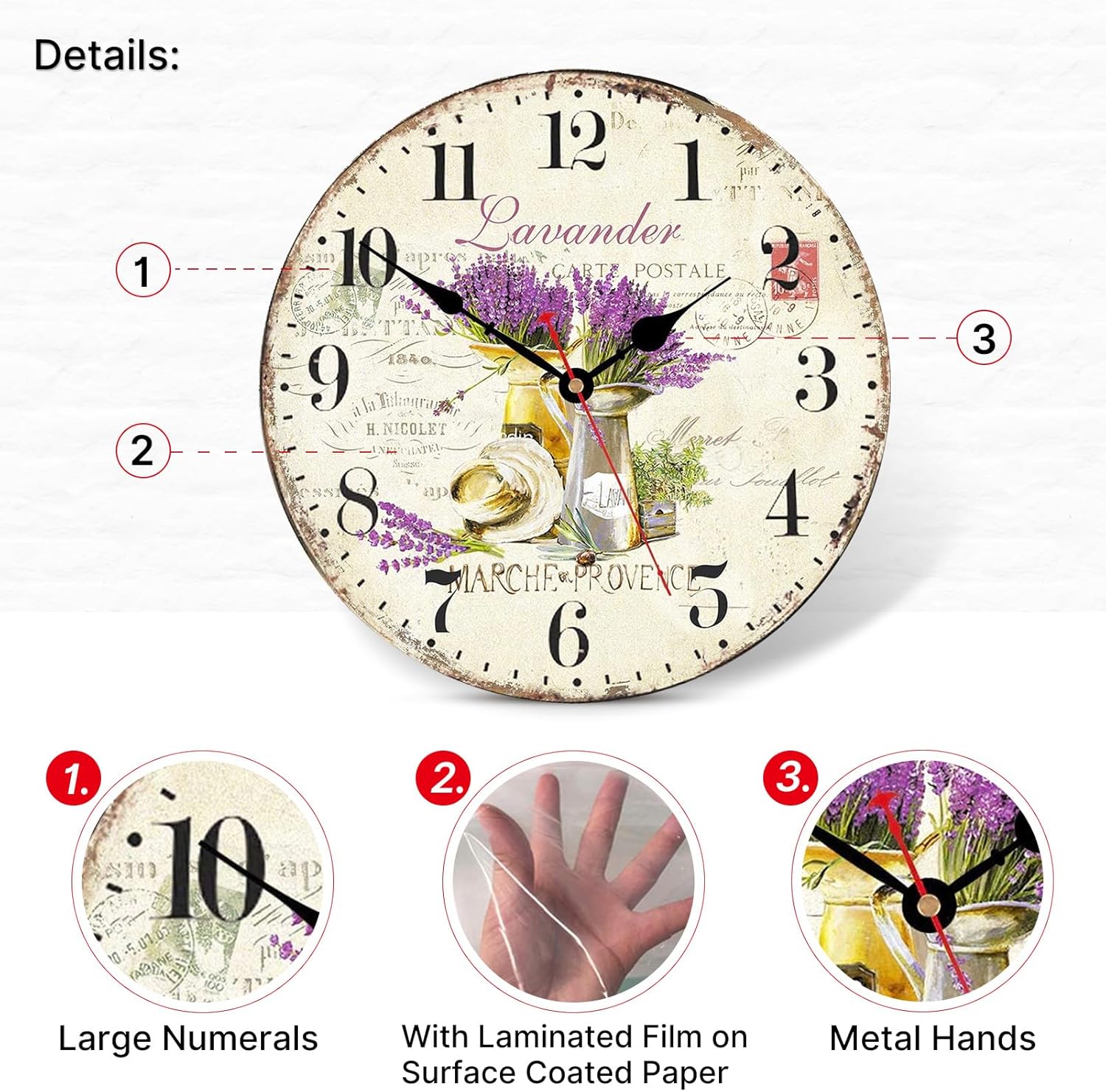 Battery Operated Purple Wall Clock — 12" - View 3