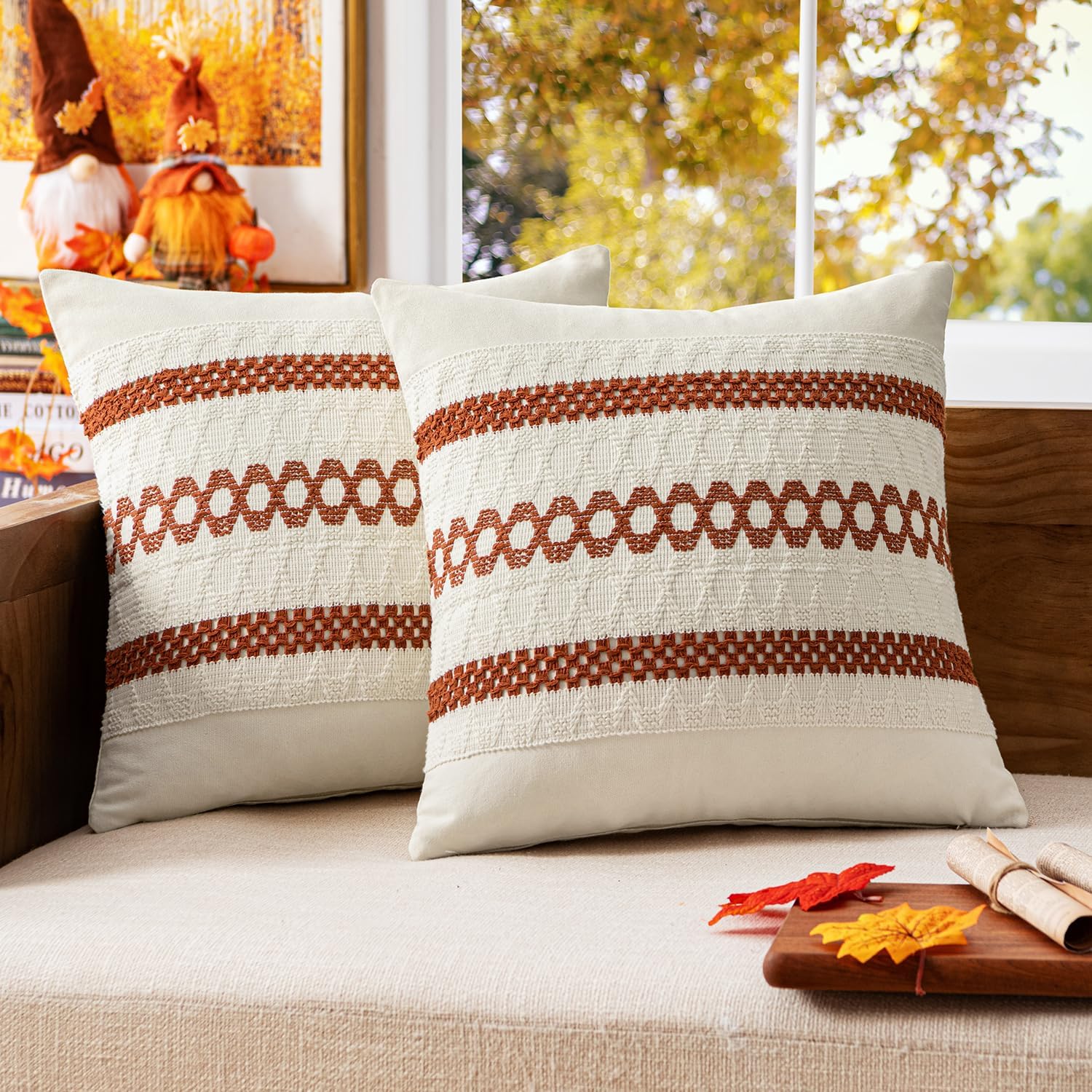 Boho Beige Pillow Cover — 16" — 20" x 20" (Pack of 2)