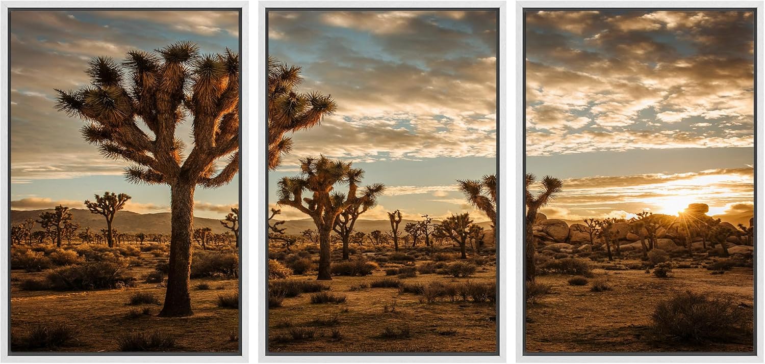 Framed Fabric Wall Art — 24" — 16" x 24" x 3 Panels WHITE